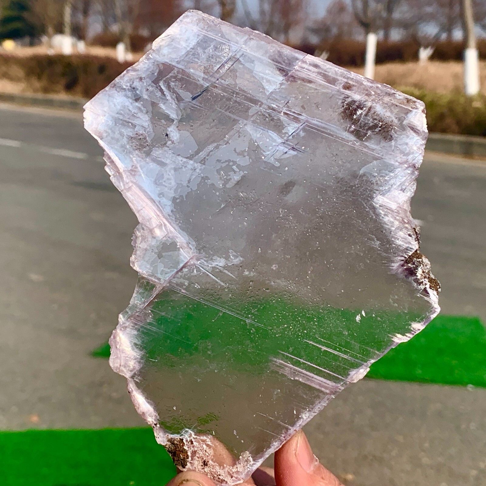 174g Natural purple selenite gypsum quartz crystal slab mineral specimen healin