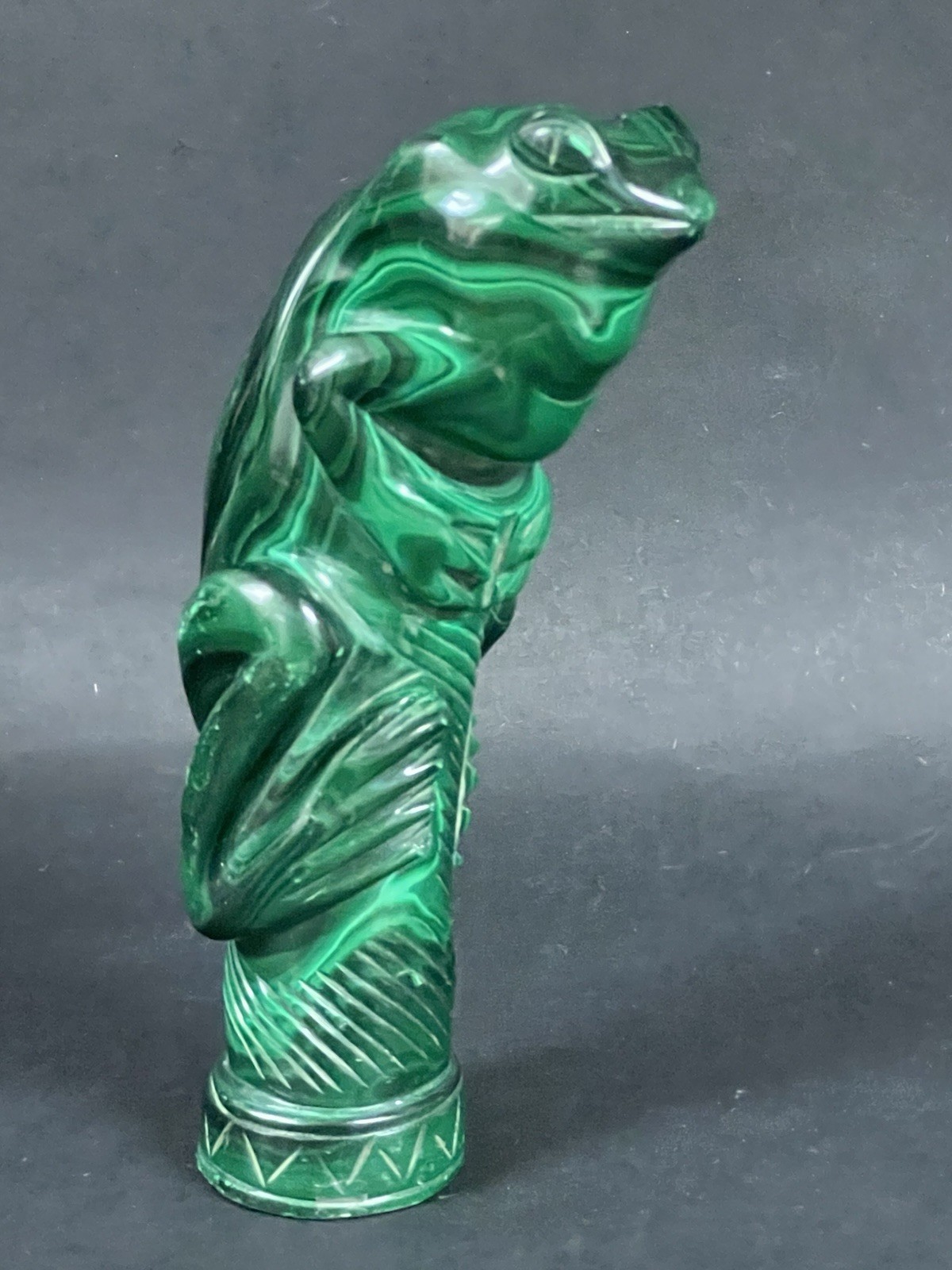 Carved and Polished Malachite Stone Frog Animal Figurine Sculpture – Congo 6”