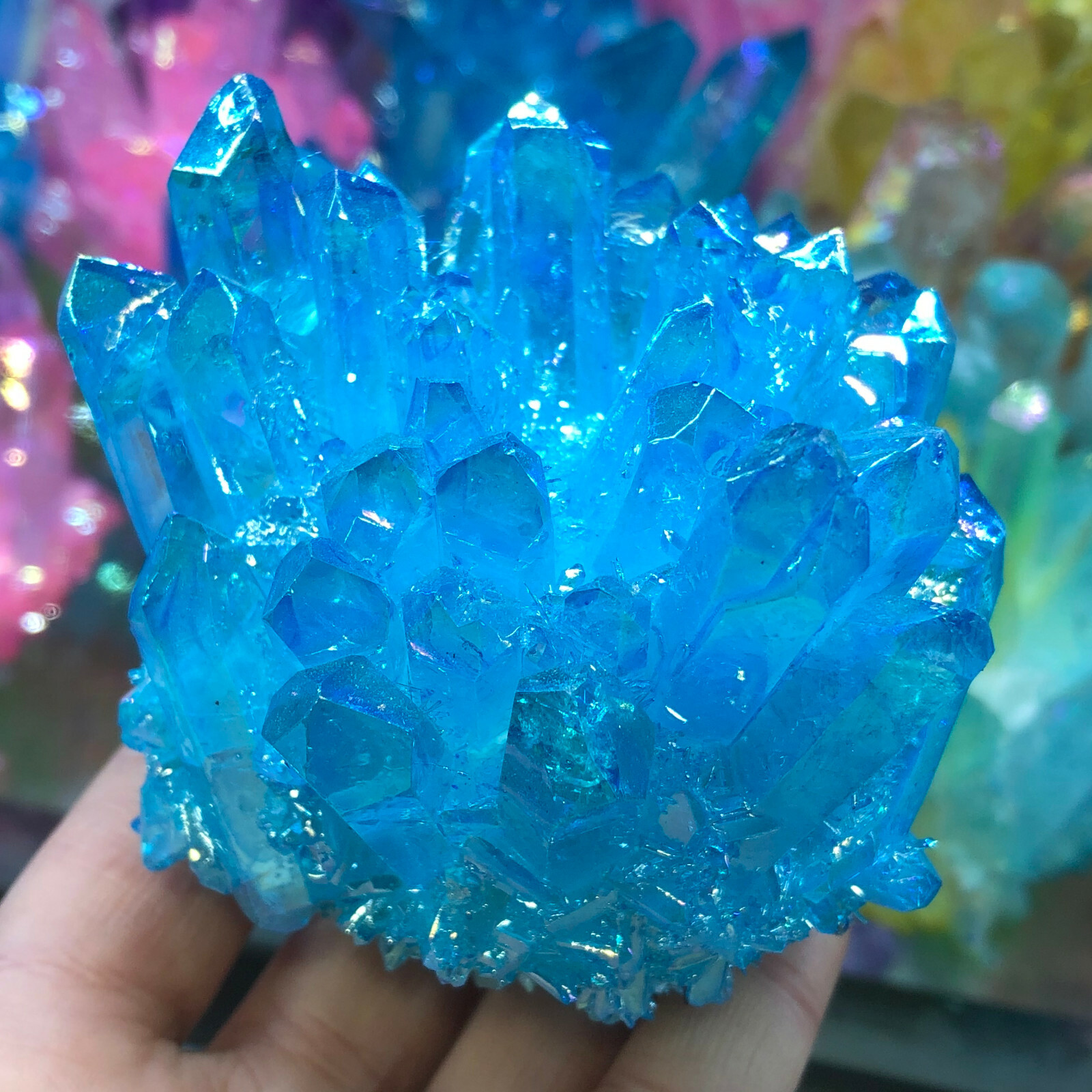 300g+ Titanium Blue Crystal Natural Quartz Cluster Specimen Healing 1pc