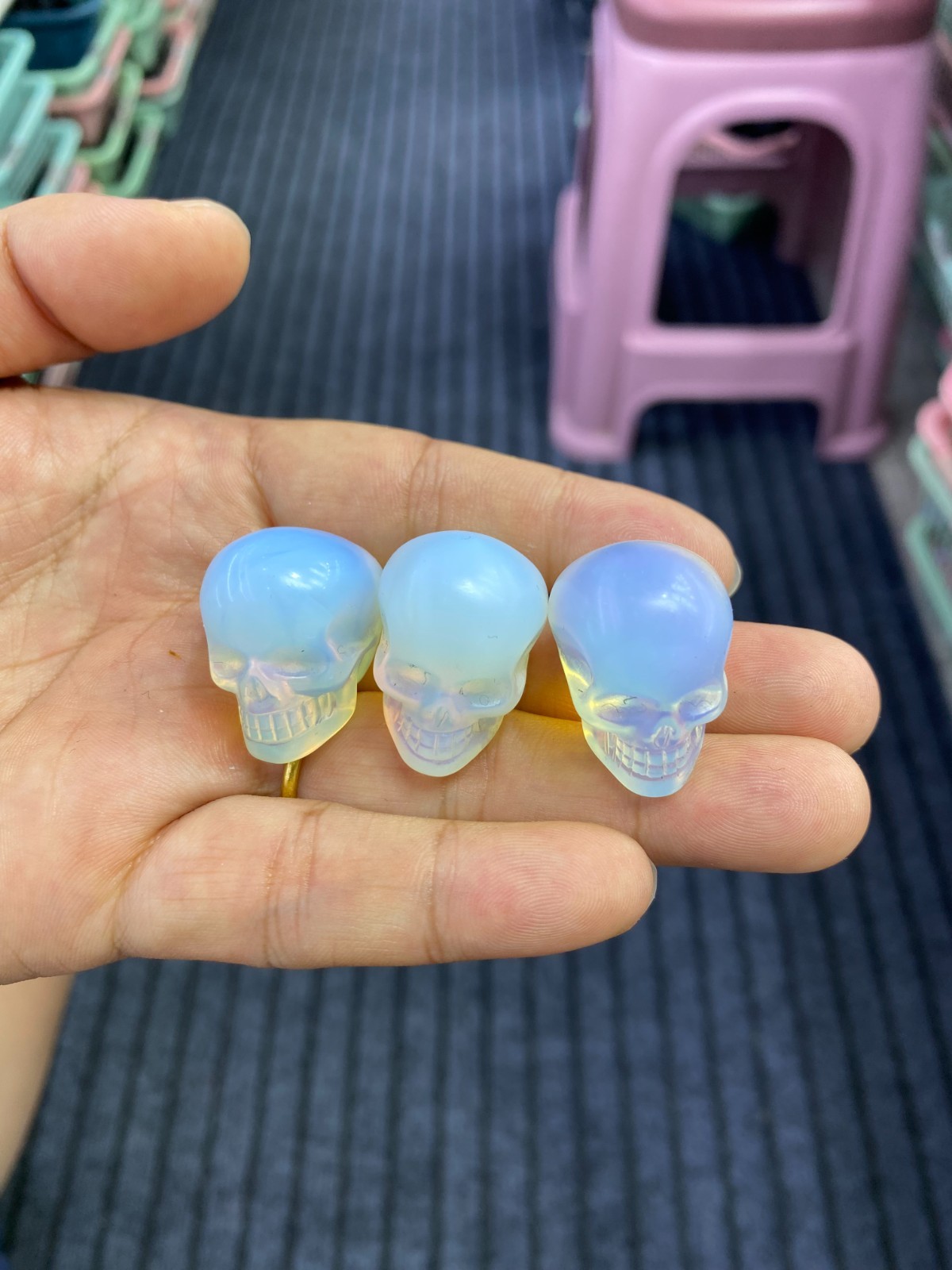 2pc Blue Opalite quartz Crystal Carved crystal skull Reiki healing gift Random
