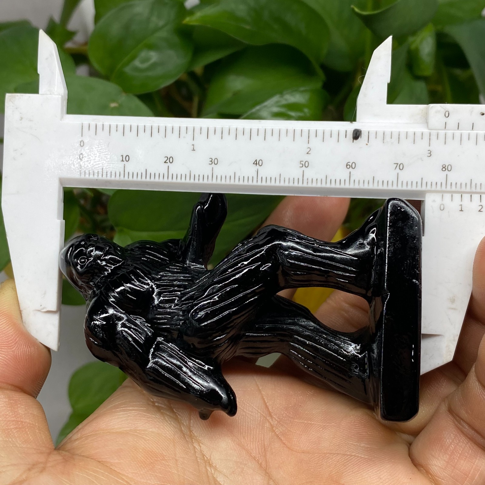 3” Natural Obsidian Sasquatch skull carved quartz crystal Reiki healing 1pc