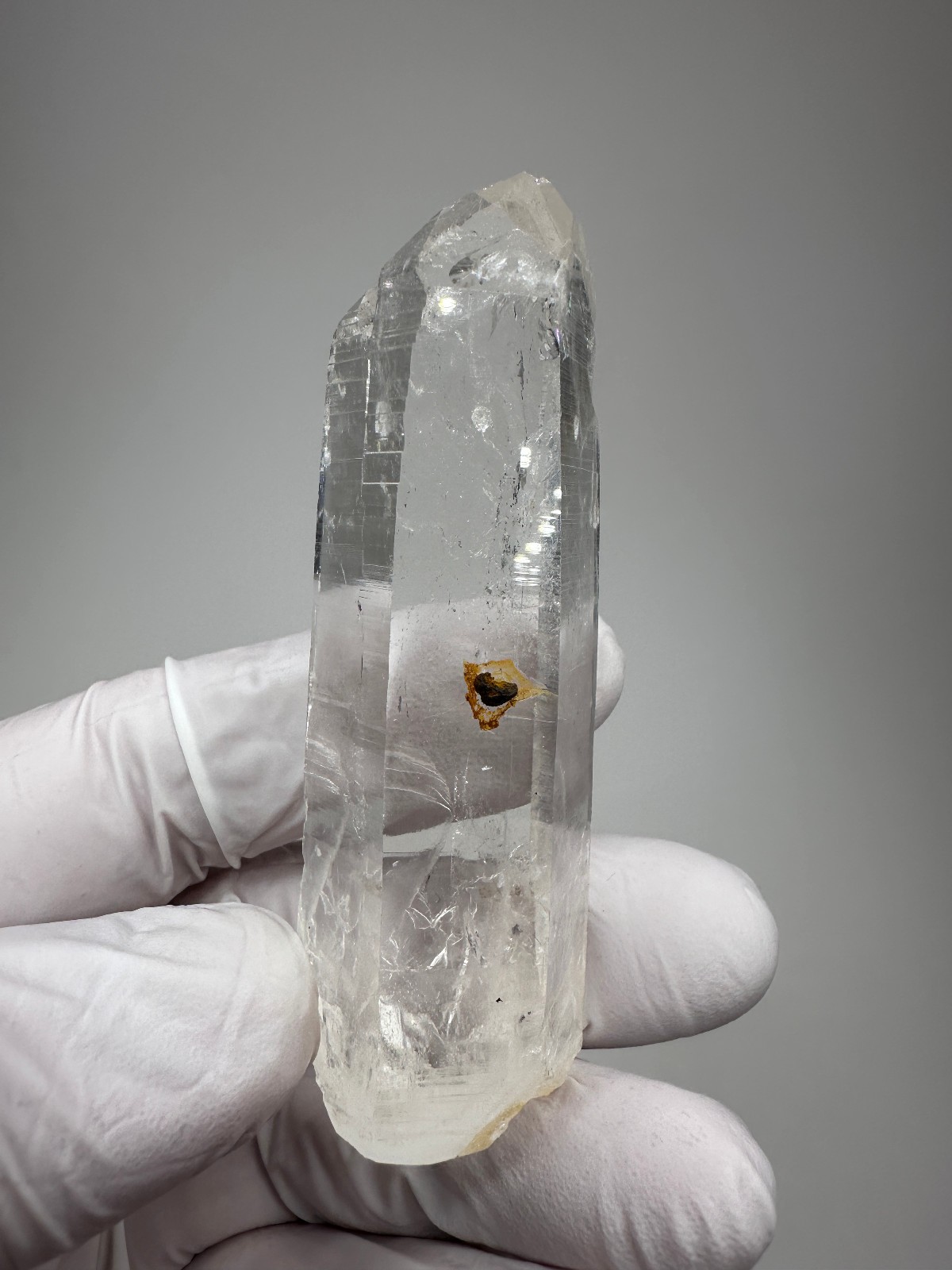 Optical Clear Colombian Lemurian Quartz Crystal Tantric Twin Point
