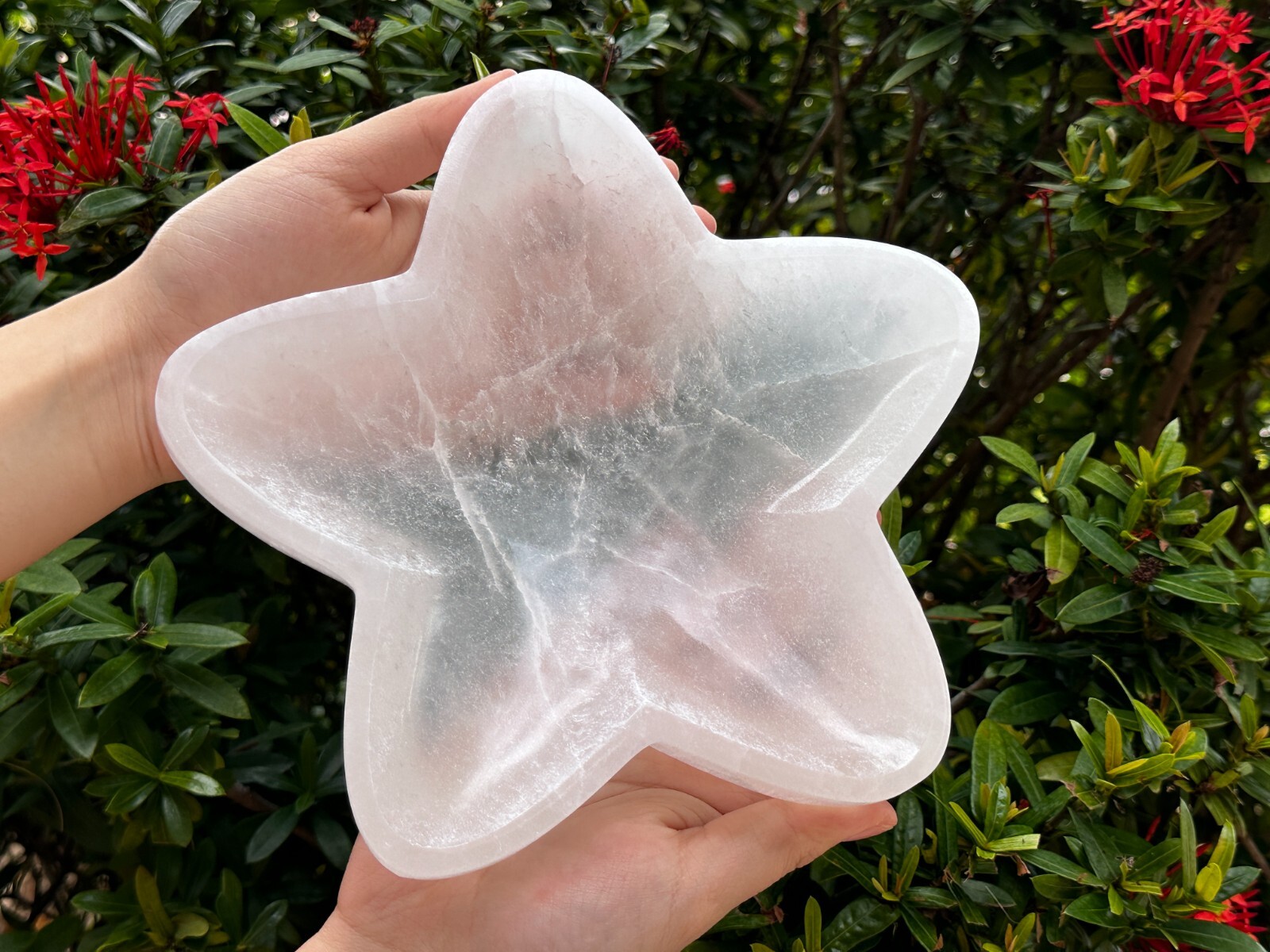 8″ Jumbo Selenite Charging Bowl –Choose a Shape: Round, Heart, Star, Triple Moon
