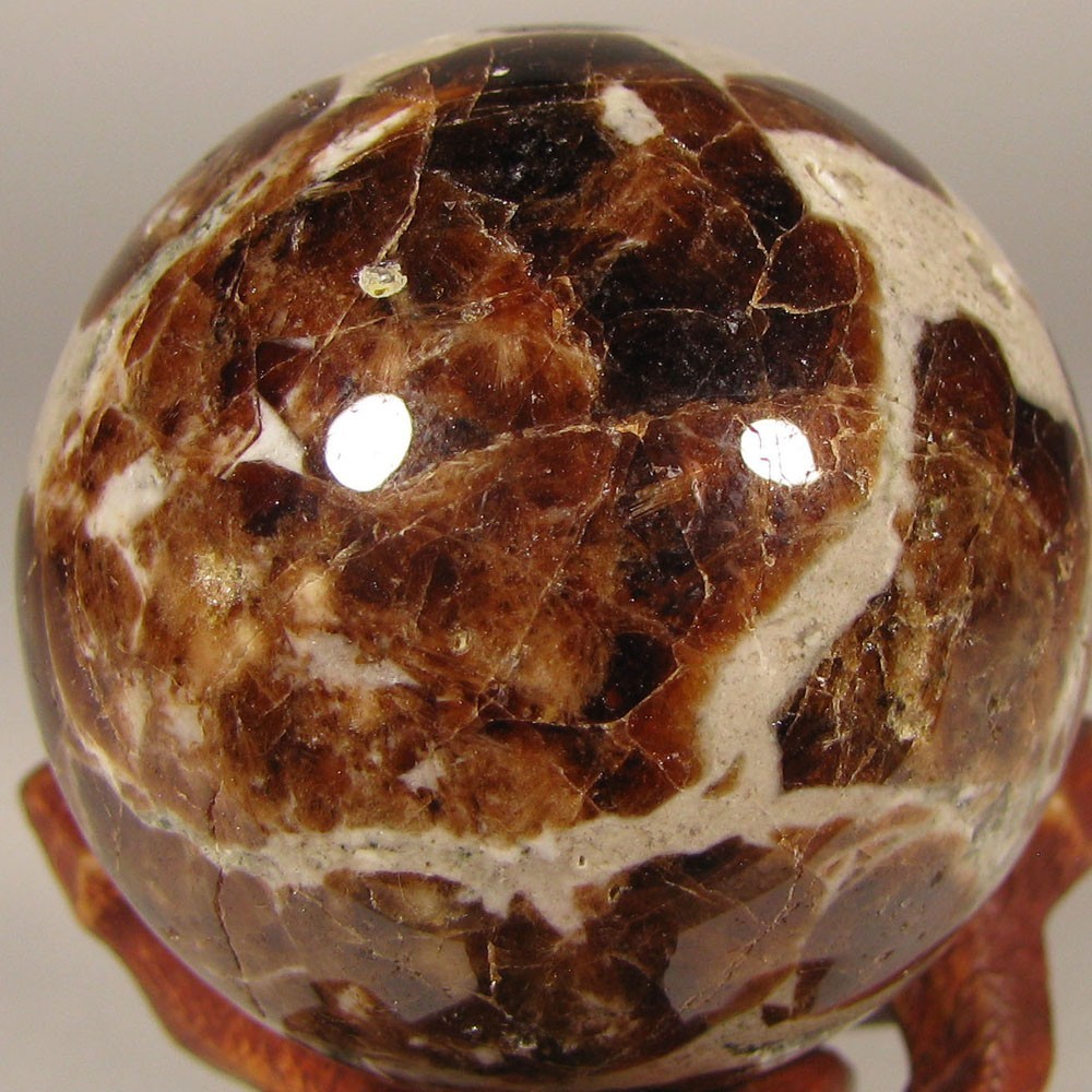40mm Red GARNET in WOLLASTONITE Crystal Polished Sphere Ball w/ Stand – Namibia