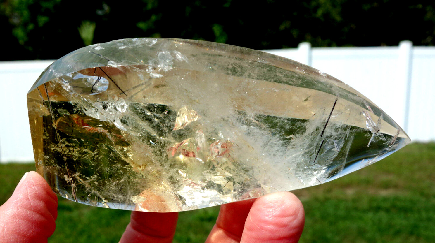 Brazil CITRINE Quartz Crystal FLAME Point with Rutiles BRAND NEW Old Stock