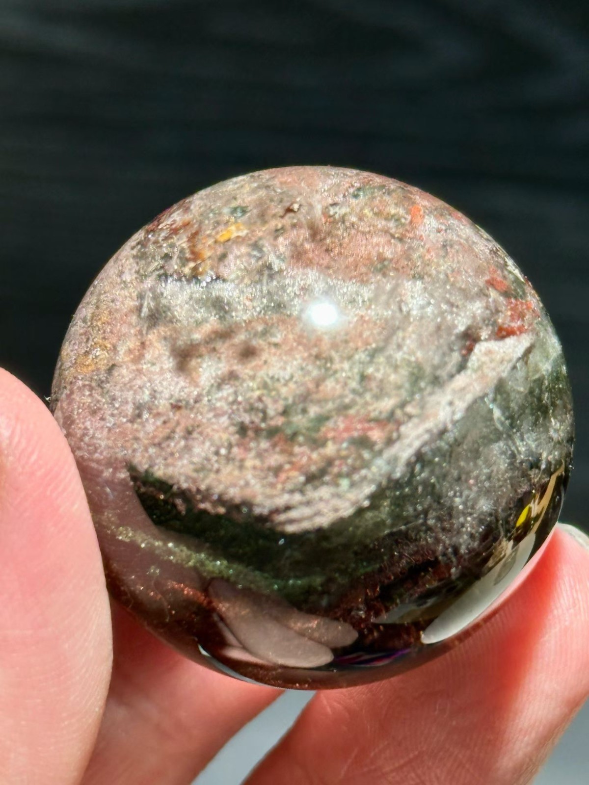 40mm Natural Color Phantom Quartz Sphere Energy Crystal Ball Reiki Decor