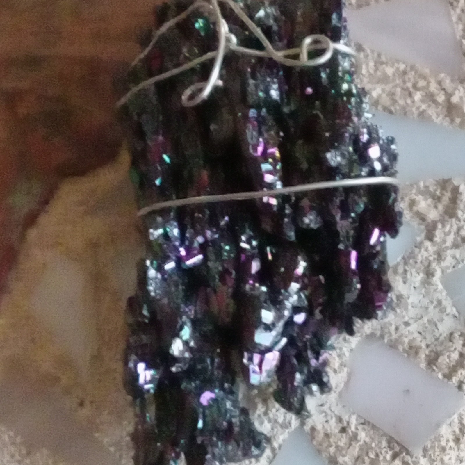 Peacock Druzy Silver Wrapped Natural Specimin 2.75″