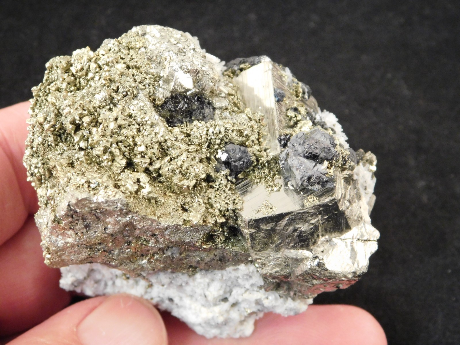 Druzy PYRITE Crystal CUBE Cluster with Sphalerite and Chalcopyrite Peru 217gr