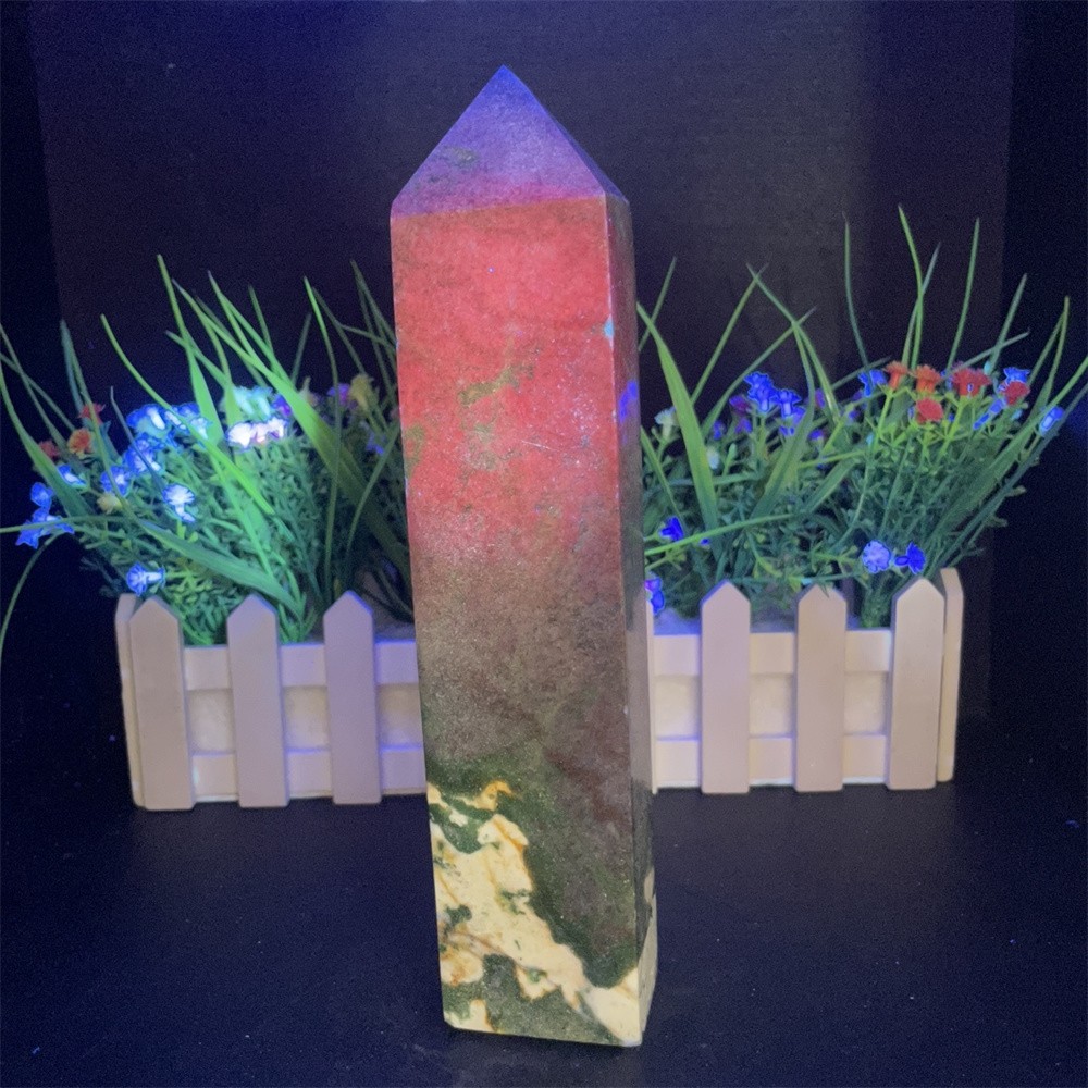 2.6LB 8.8″ Natural Ruby In Fuchsite Obelisk Tower Crystal Reiki Gift UV Heal