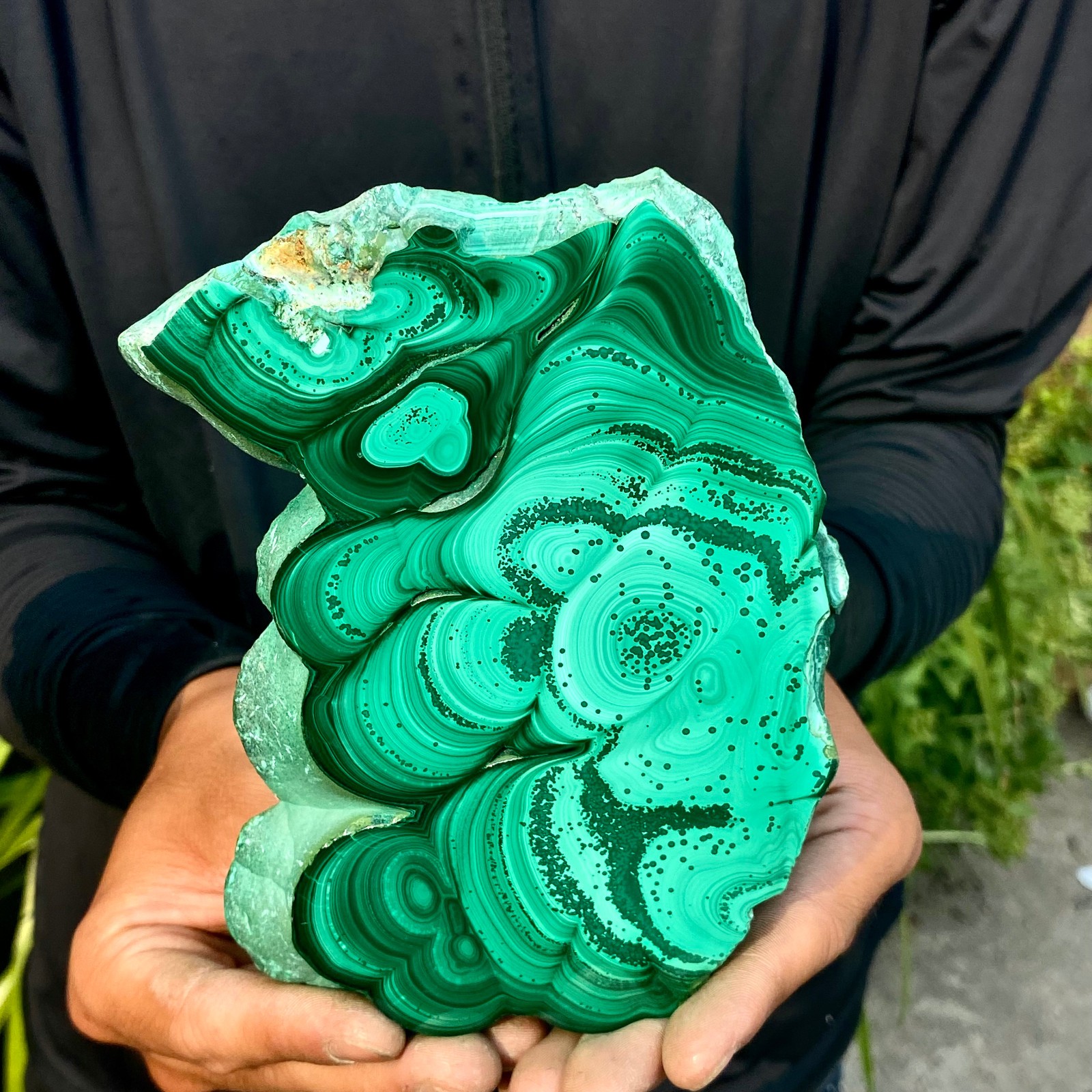 1.58LB Natural Green Malachite Slab Quartz Crystal Slice Ore Specimen Healing