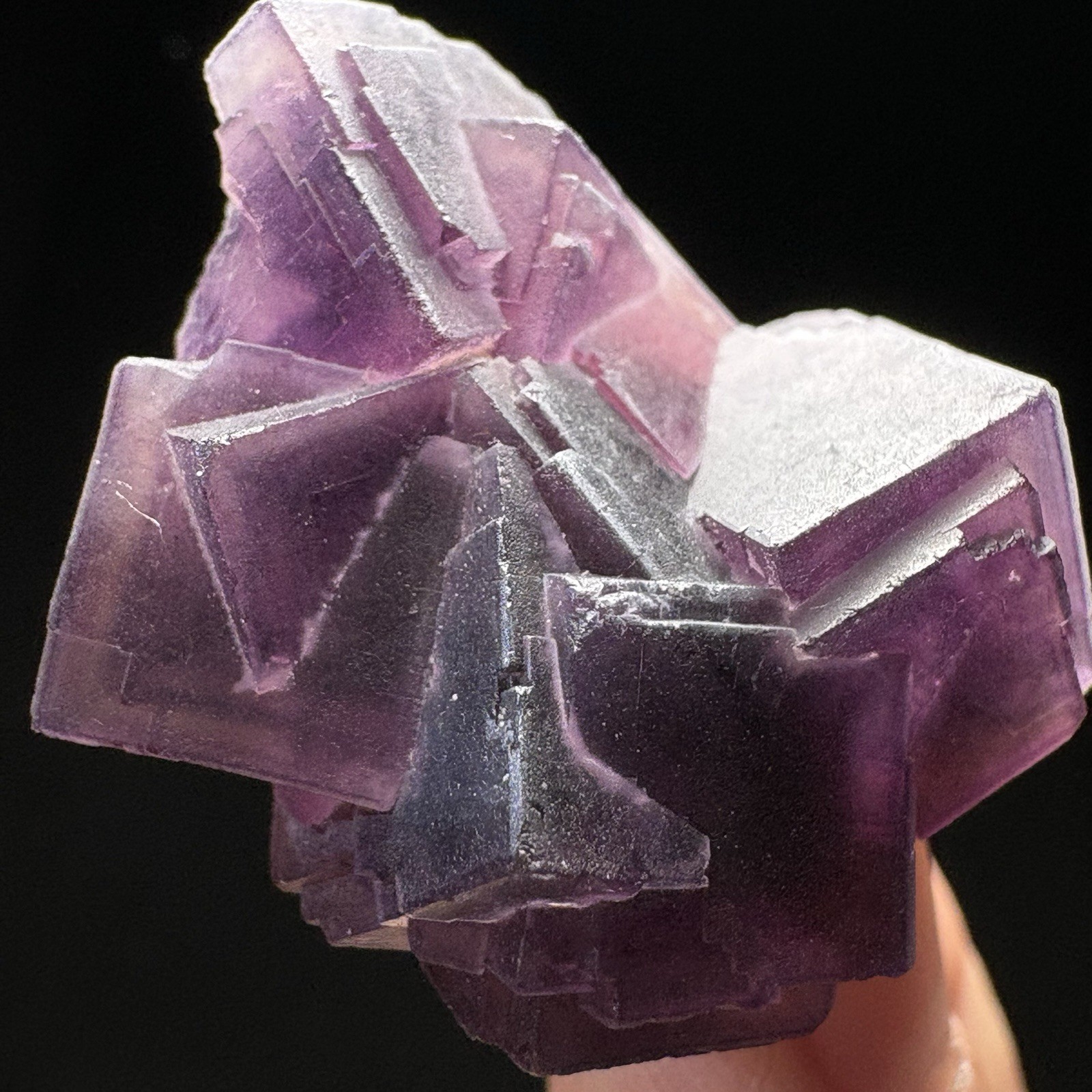 AAA+ Step-Edged Fluorite Recursive Growth Geometric Phantom Raw Mineral Crystal