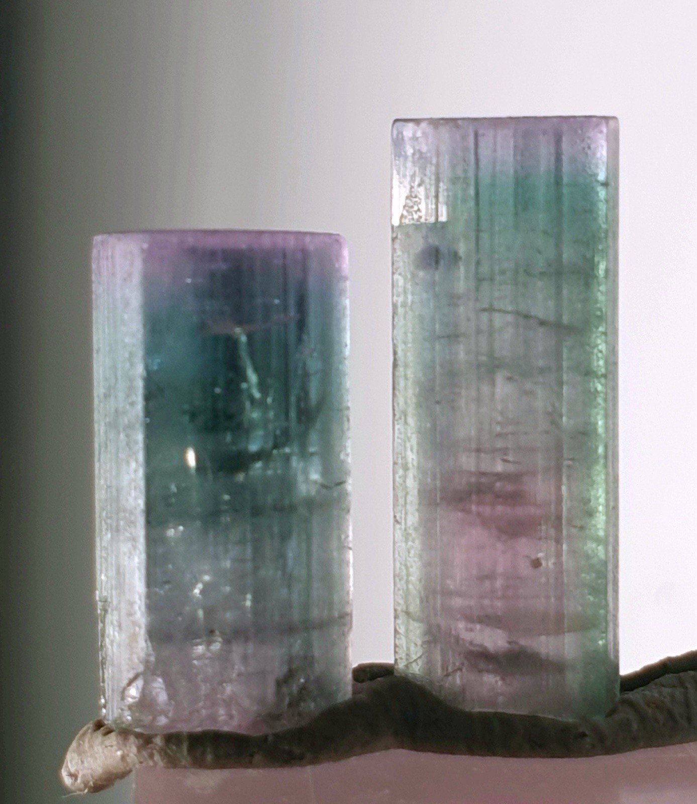 Saturated Top Quality Pair Of Bi-Colour Watermelon Terminated Tourmaline Crystal