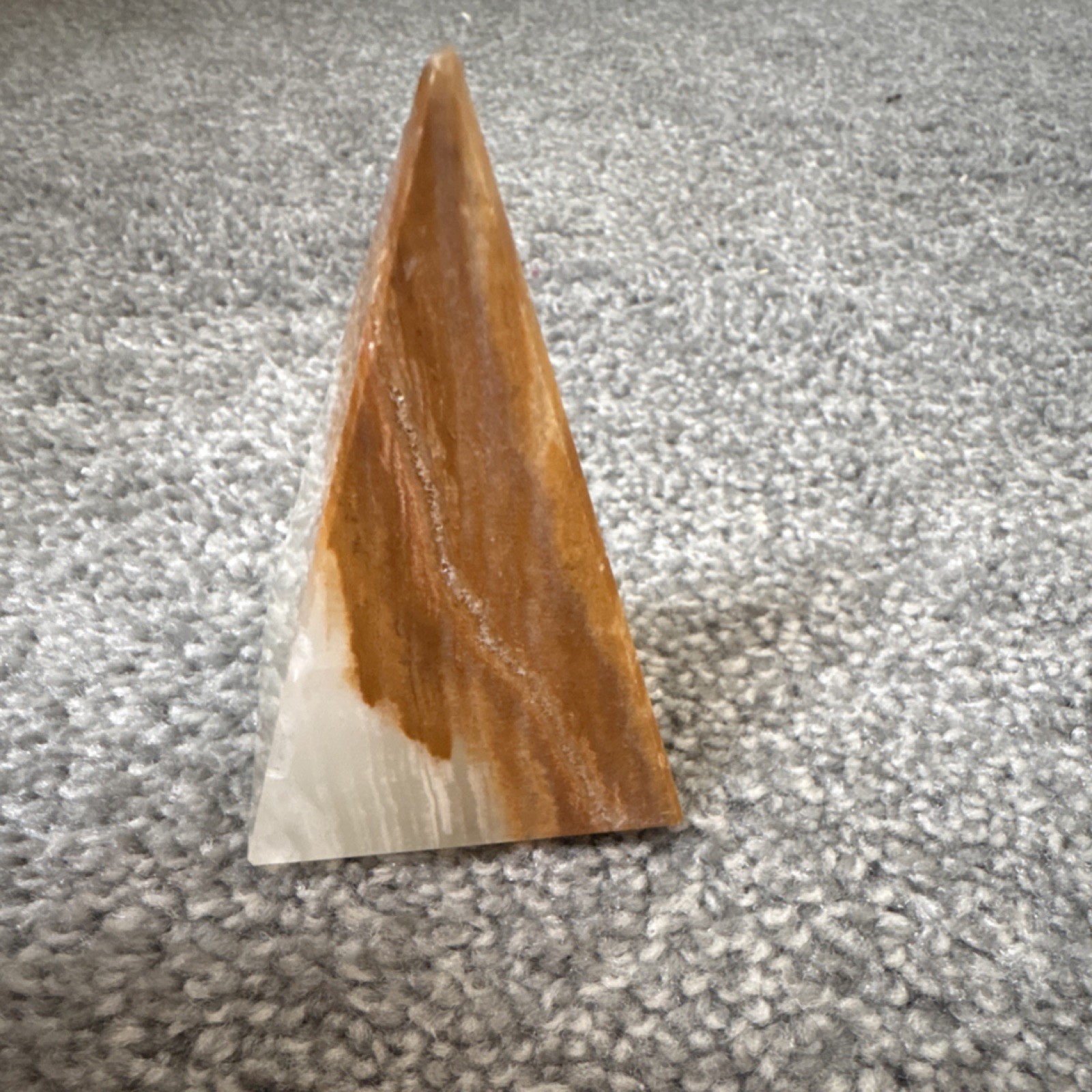 Brown and White Onyx Pyramid Crystal Display Specimen 3 Inches
