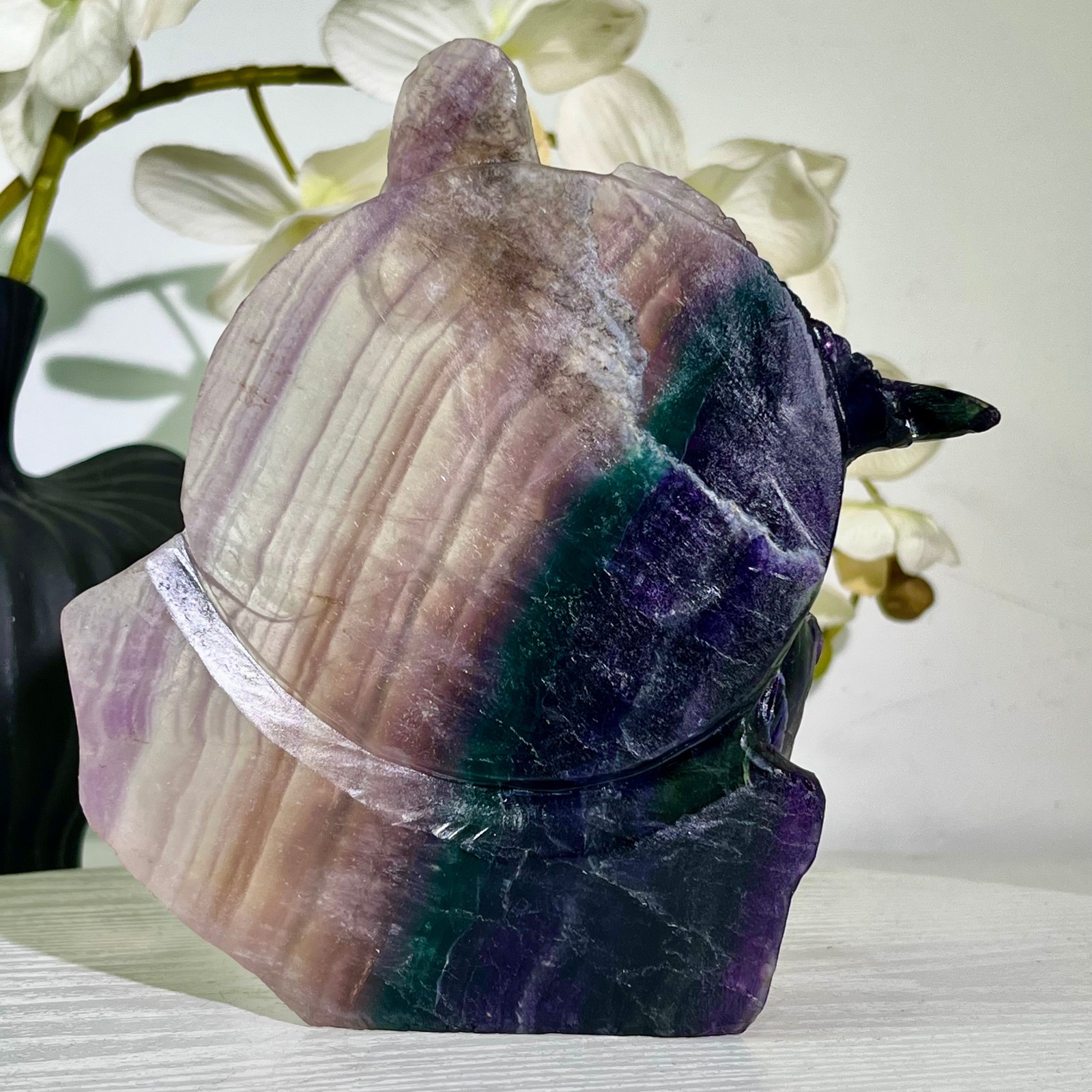2.53LB Natural fluorite quartz products, hand carved and polished spiritual orn
