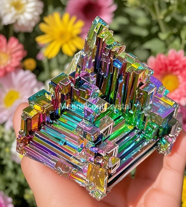 2025HOT Aura Bismuth Gemstone Stone Quartz Crystal Home Decor Healing Reiki Gift
