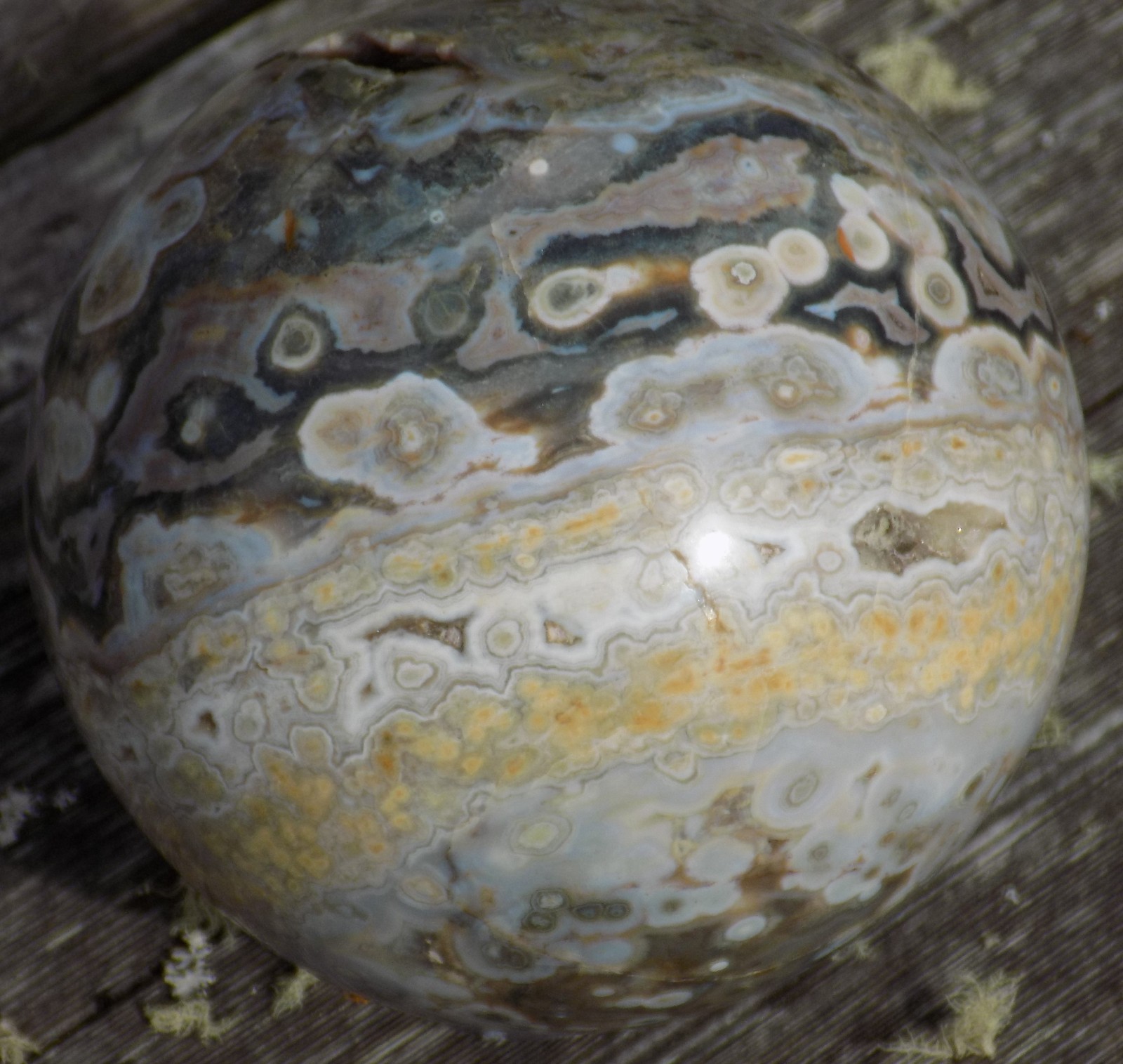 SWEET OCEAN JASPER SPHERE MARBLE 87MM OR 3 7/16” 6755