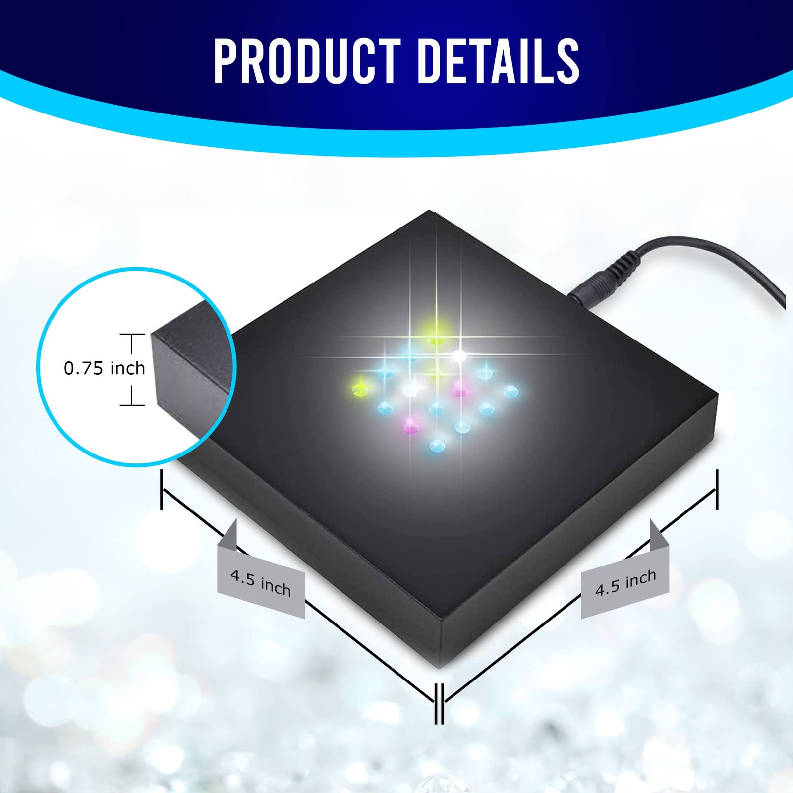 16 Multi-Color Light Stand Base- Lighted Acrylic Display, Crystal Display, Tr…