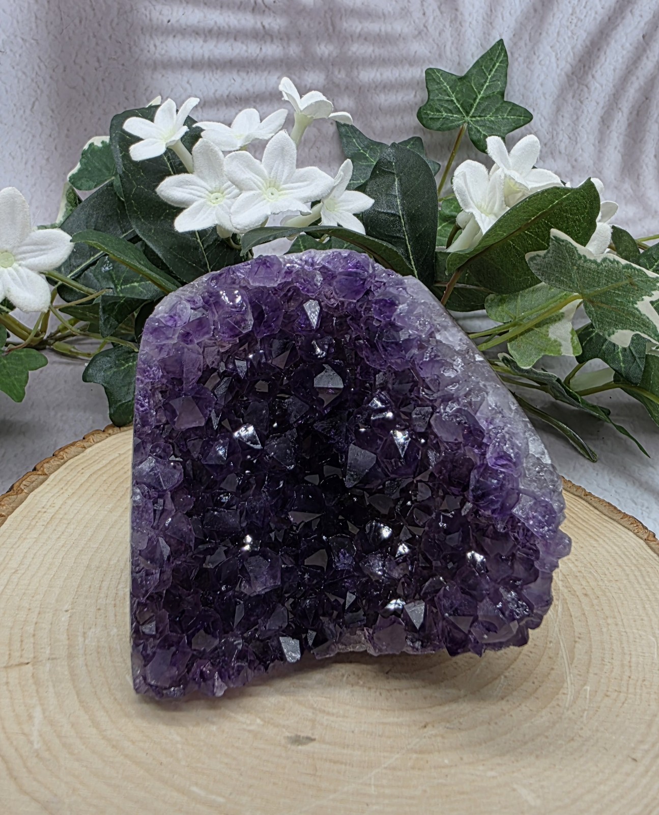 Natural Uruguay Amethyst Geode Purple Crystal with Agate Banding Free Standing