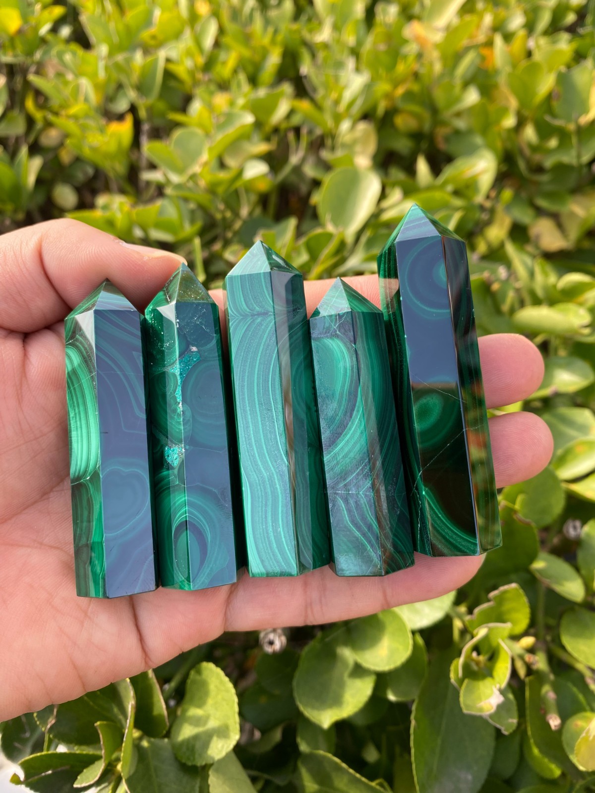 1pc Top Natural Malachite Quartz Obelisk Crystals Tower Chakras Point healing