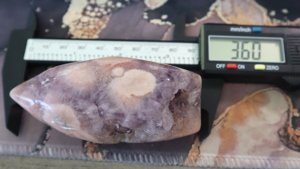 PINK AMETHYST FREEFORM 3.60 X 1.51 INCHES TALL/ 188.1 GRAMS