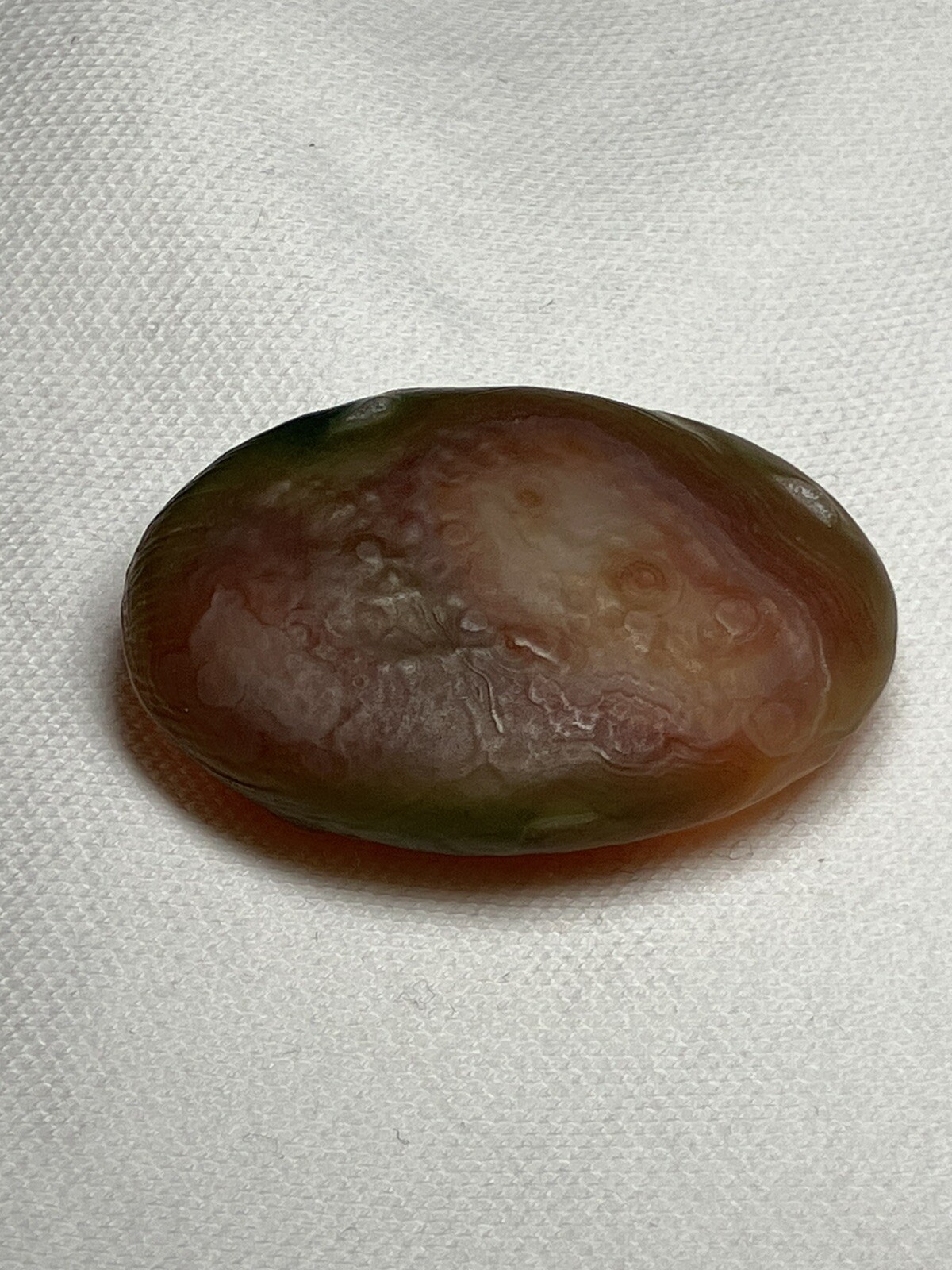 RARE Gobi Eye Agate Bonsai Suiseki Green Orange Flat Palm Stone 21g Raw Natural