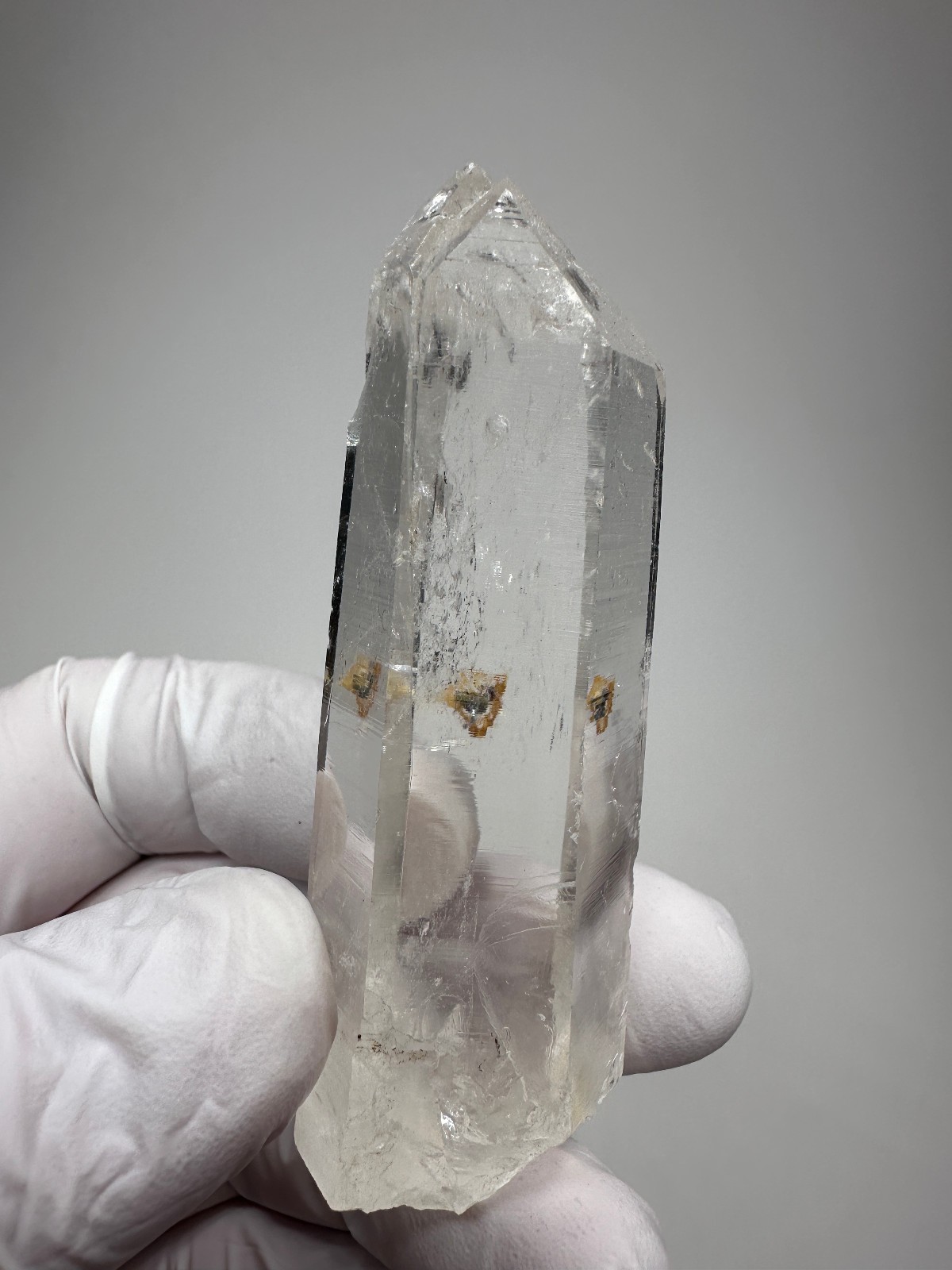 Optical Clear Colombian Lemurian Quartz Crystal Tantric Twin Point