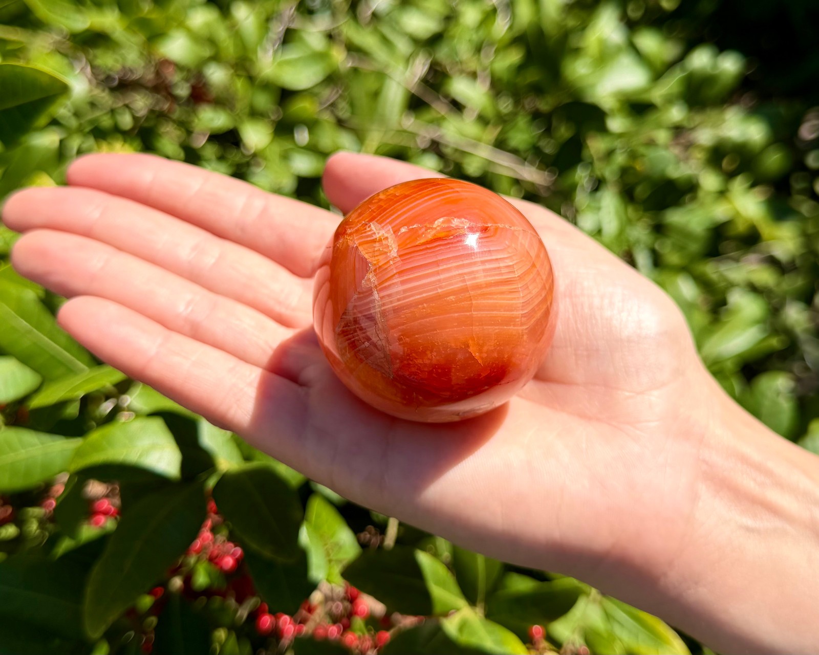 Carnelian Crystal Spheres, LARGE 1.5 – 2″ (Natural Carnelian Sphere & Stand)