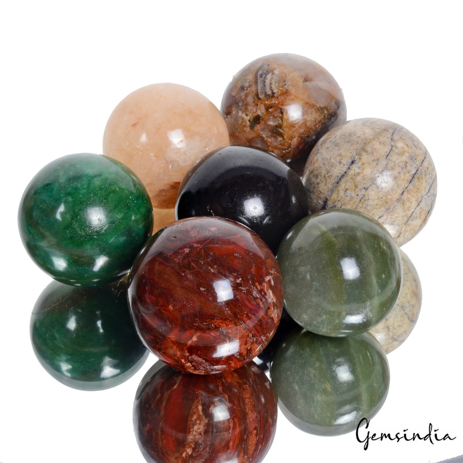 1.13 Kilo Natural Untreated Multi Gems Healing Crystal Mineral Sphere With Stand