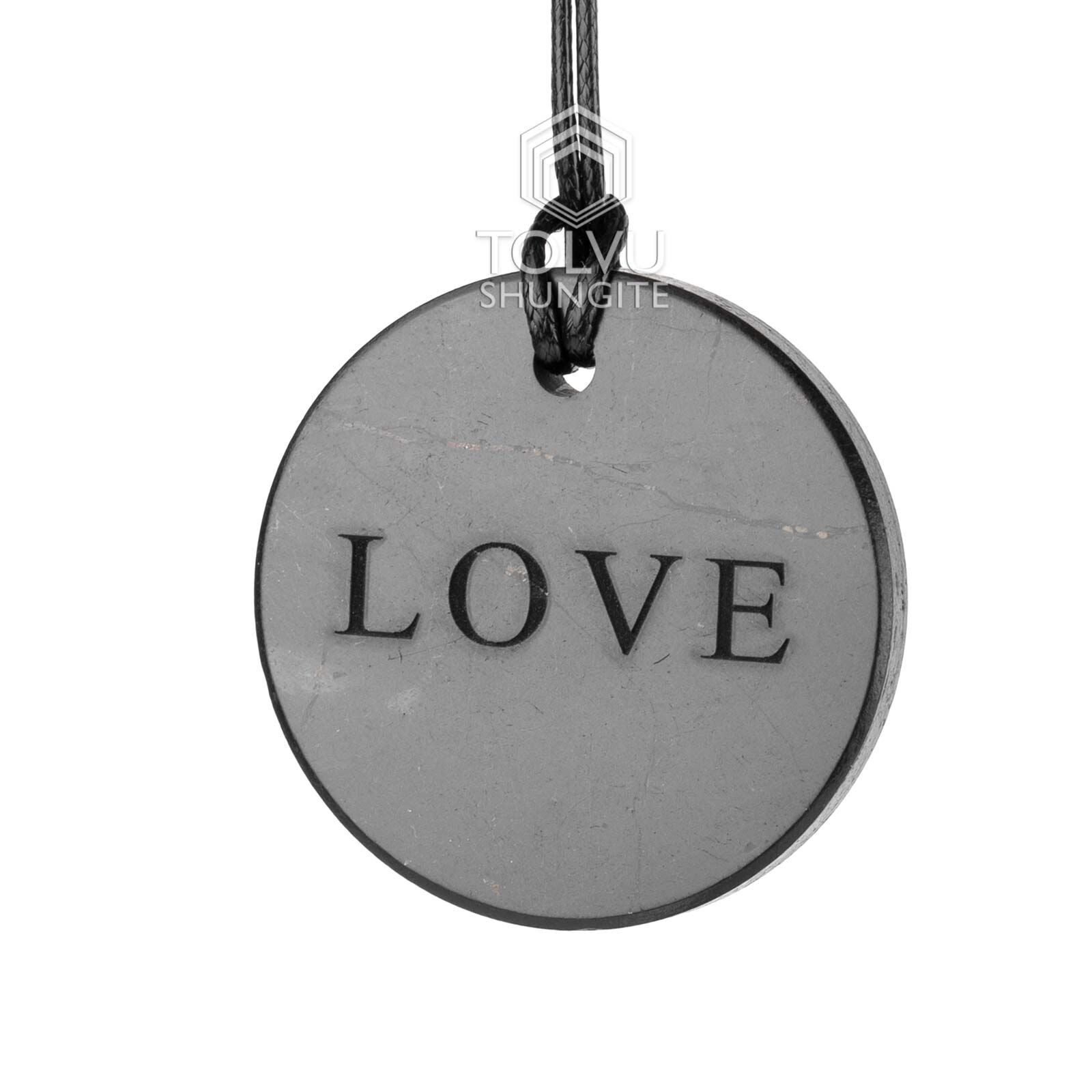 Real Shungite pendant “Love” Natural Karelian black shungite mineral, C60 Tolvu