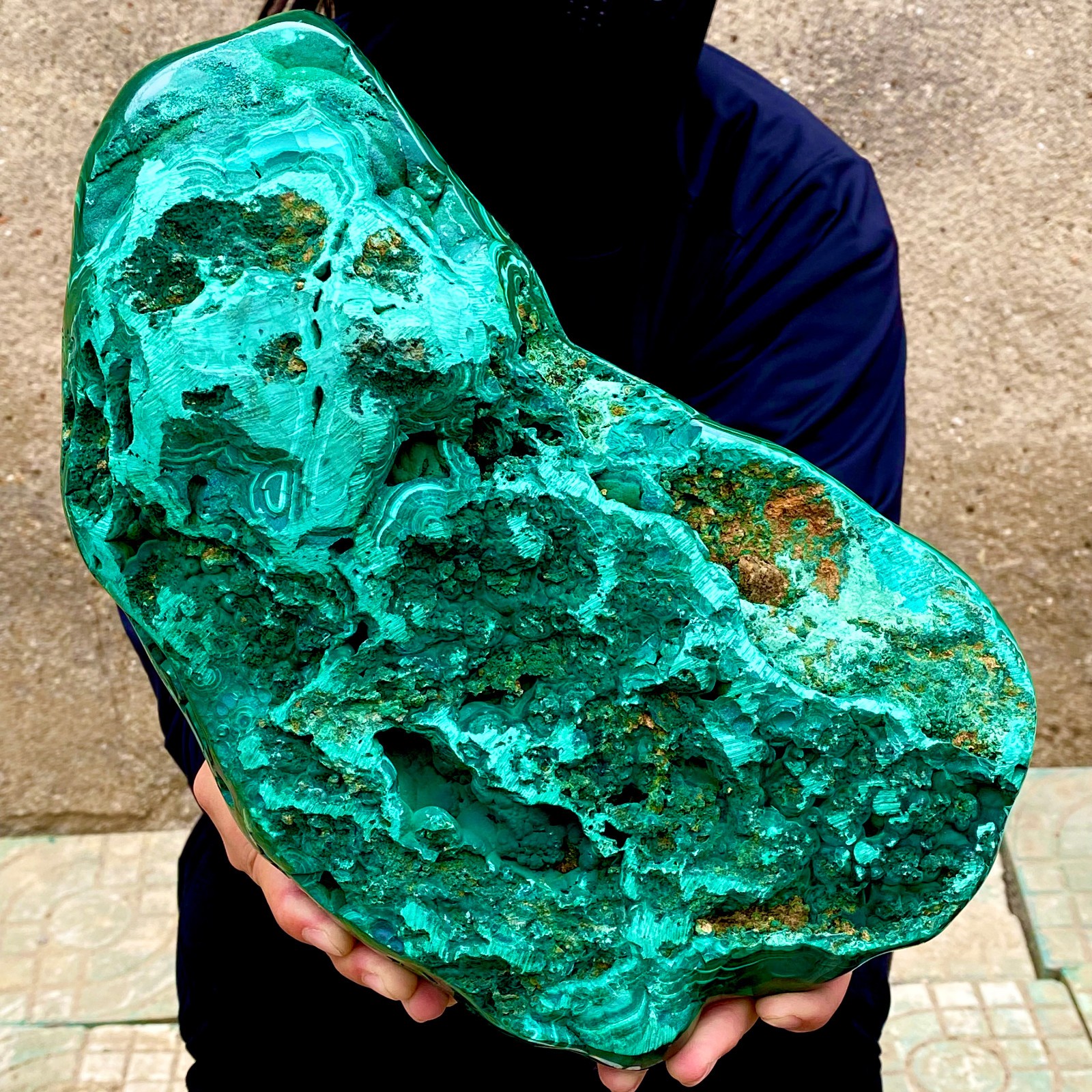 15.7LB Natural glossy Malachite transparent cluster rough mineral sample