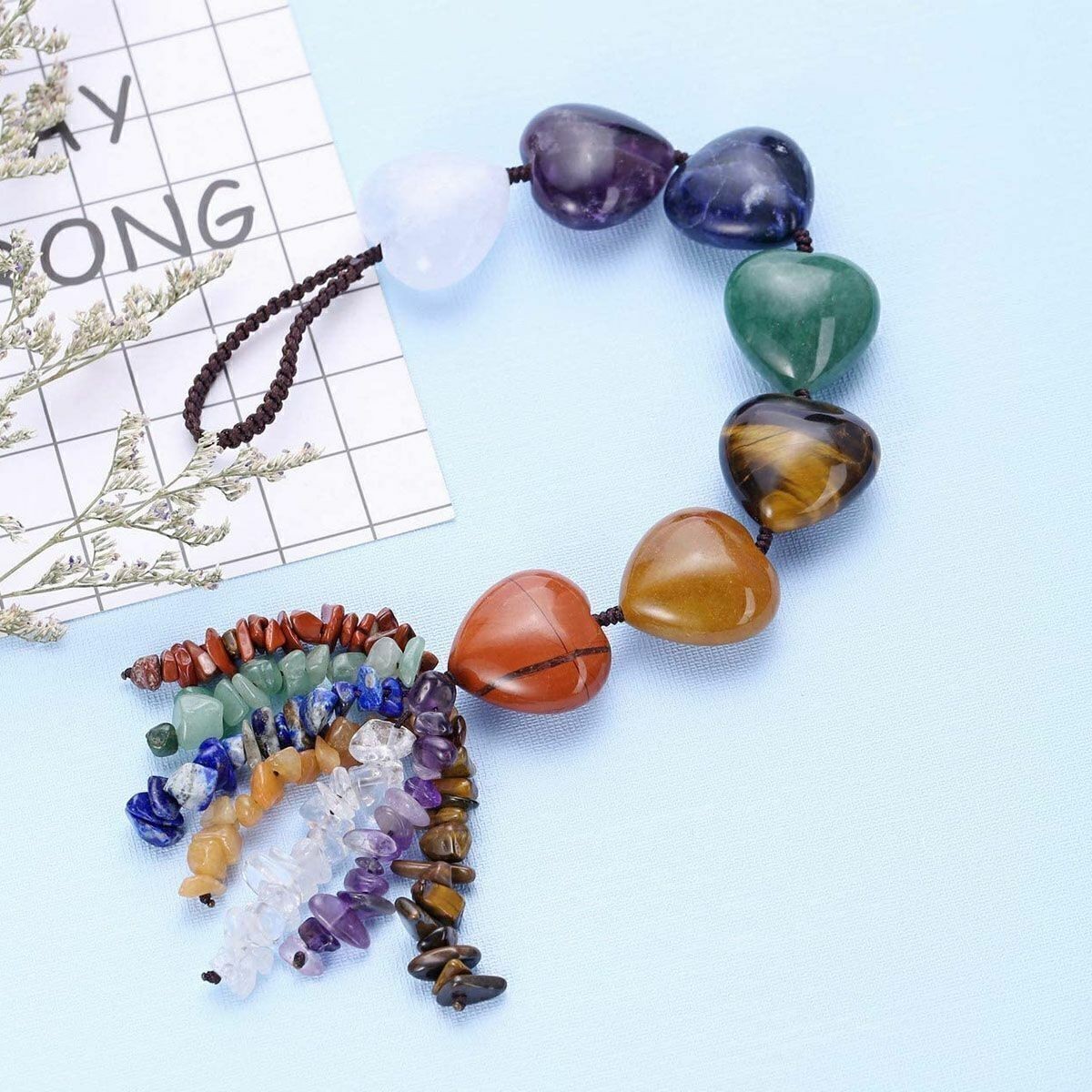 7 Chakra Gemstone Ornament Tassel Shui Hanging Feng Stones Home Cars Decor