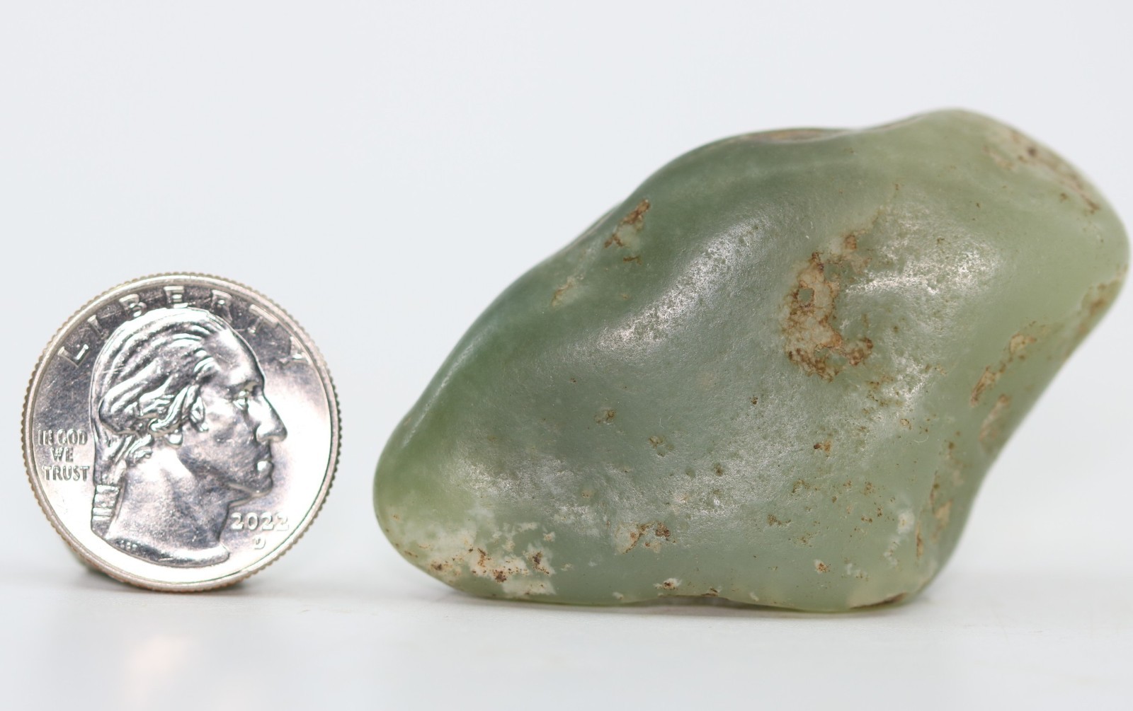 Beautiful Natural Jade Vitim River-tumbled Siberia Russia 63g COA 7039