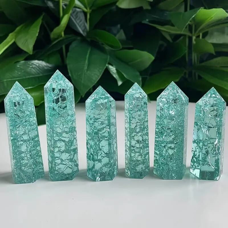 3.15″-3.54″ Natural Blue Crackle Quartz Crystal Tower – Healing Crystal Obelisk