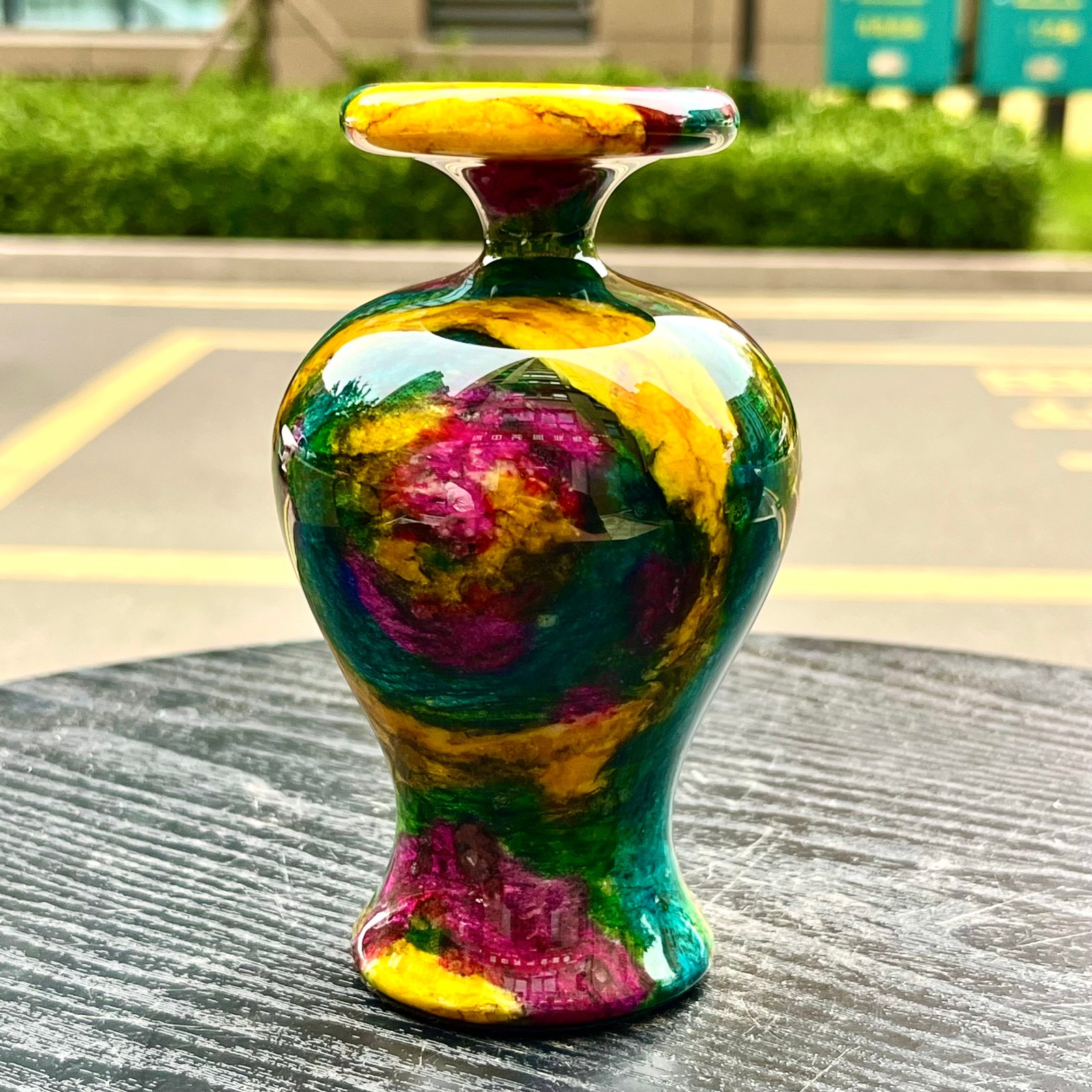 1.91LB Natural “Seven Colors Jade” vase specimen -Taiwan China