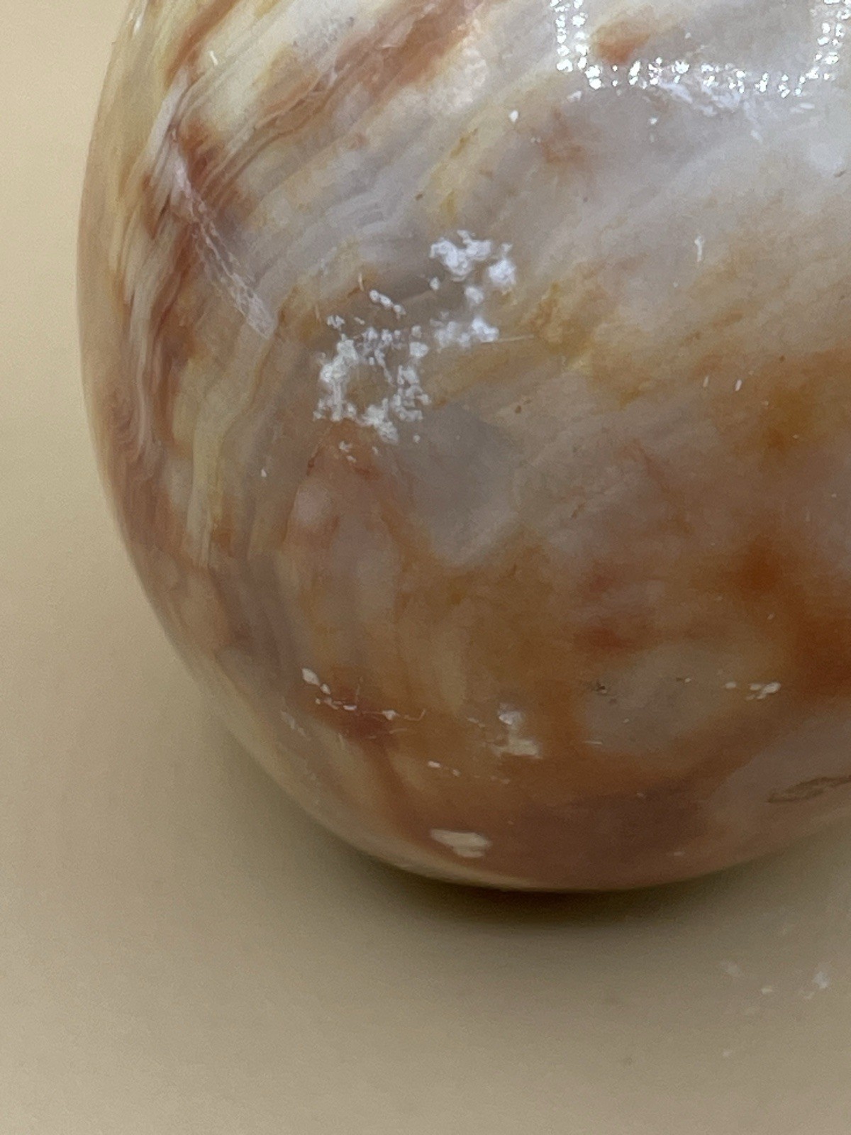 Orange Banded Agate Egg No Stand Has Blemishes 300g