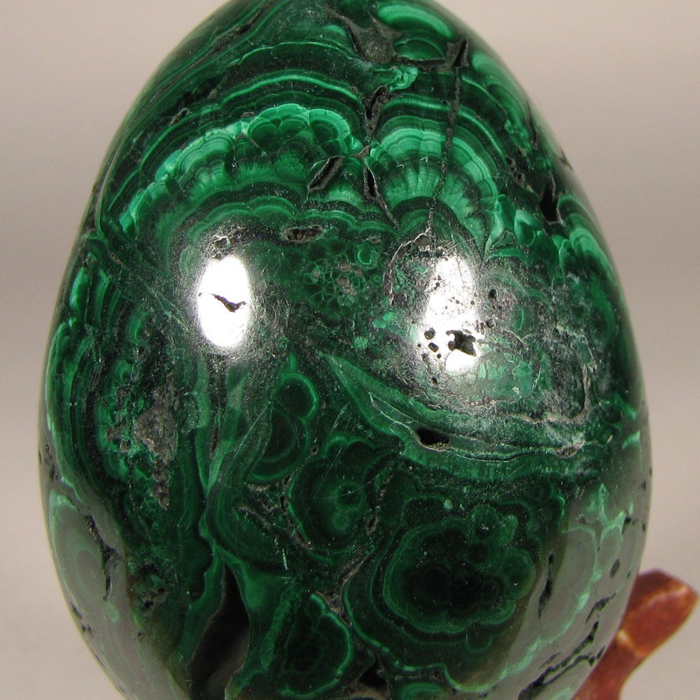 2.3″ MALACHITE Egg Polished Gemstone Sphere w/ Stand – Congo, Africa