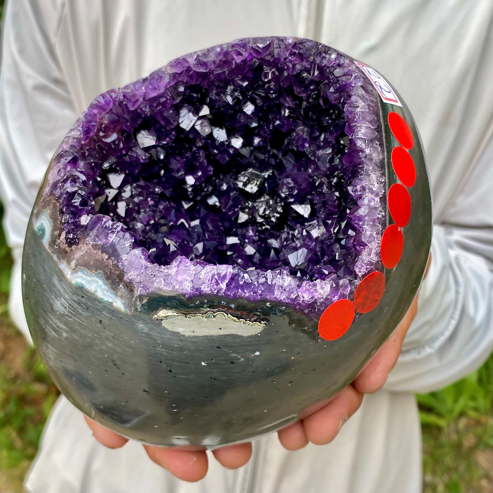 4.82LB Large Natural Amethyst geode quartz cluster crystal Egg specimen Healing