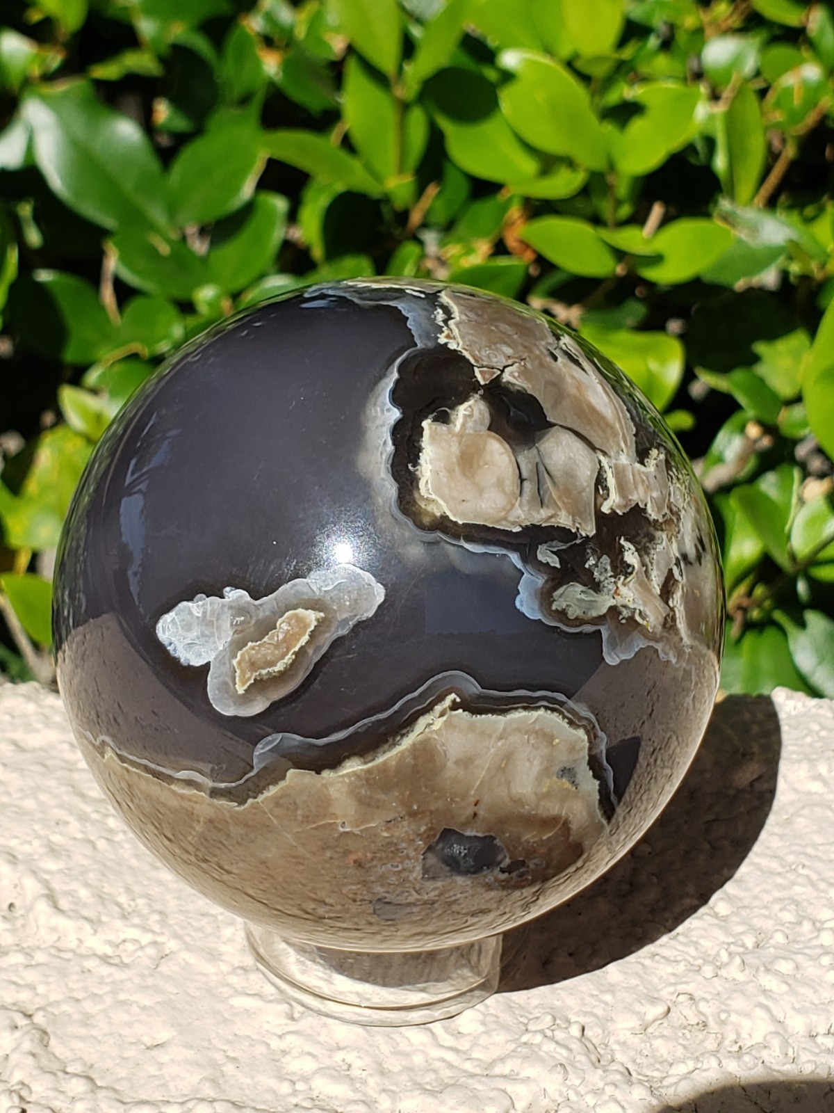 2.6″ Volcano Agate Quartz Crystal Sphere Ball Orb Stunning Green UV, 388g
