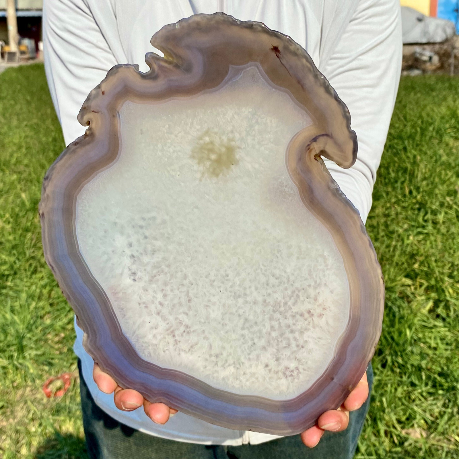 2.93LB Natural Agate Slice Quartz Crystal Hand-cut Slab Ore Specimen Healing