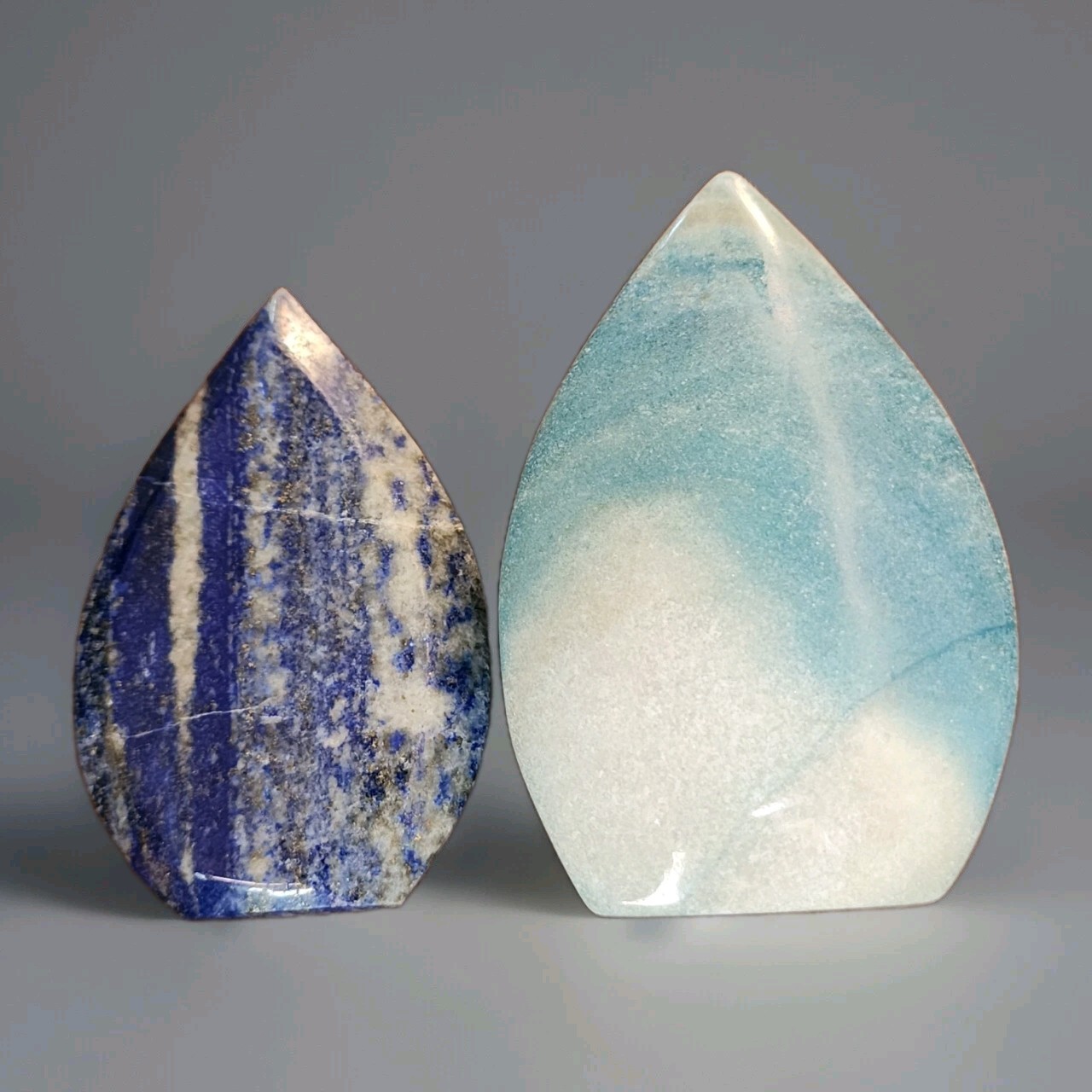 Polished Lapis Lazuli And Trolleite Crystal Carved Freeform Teardrop – USA
