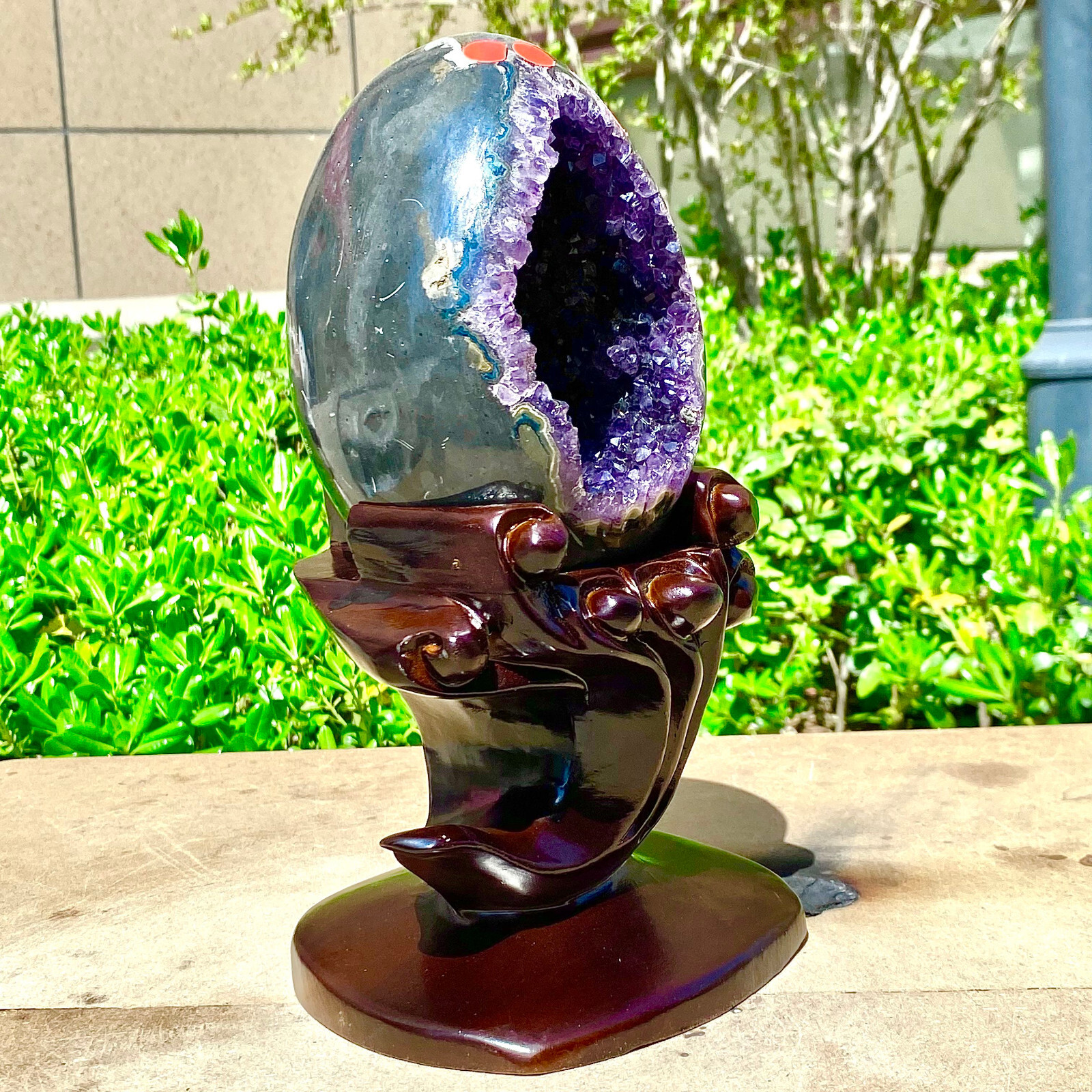 4.99LB Rare Uruguayan amethyst dragon egg cave decoration+base