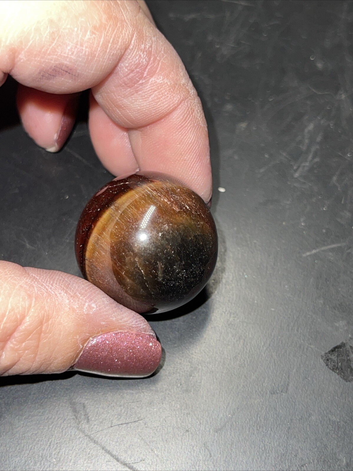 Red Tiger’s Eye Crystal Sphere Orb Ball Marble 27.1mm
