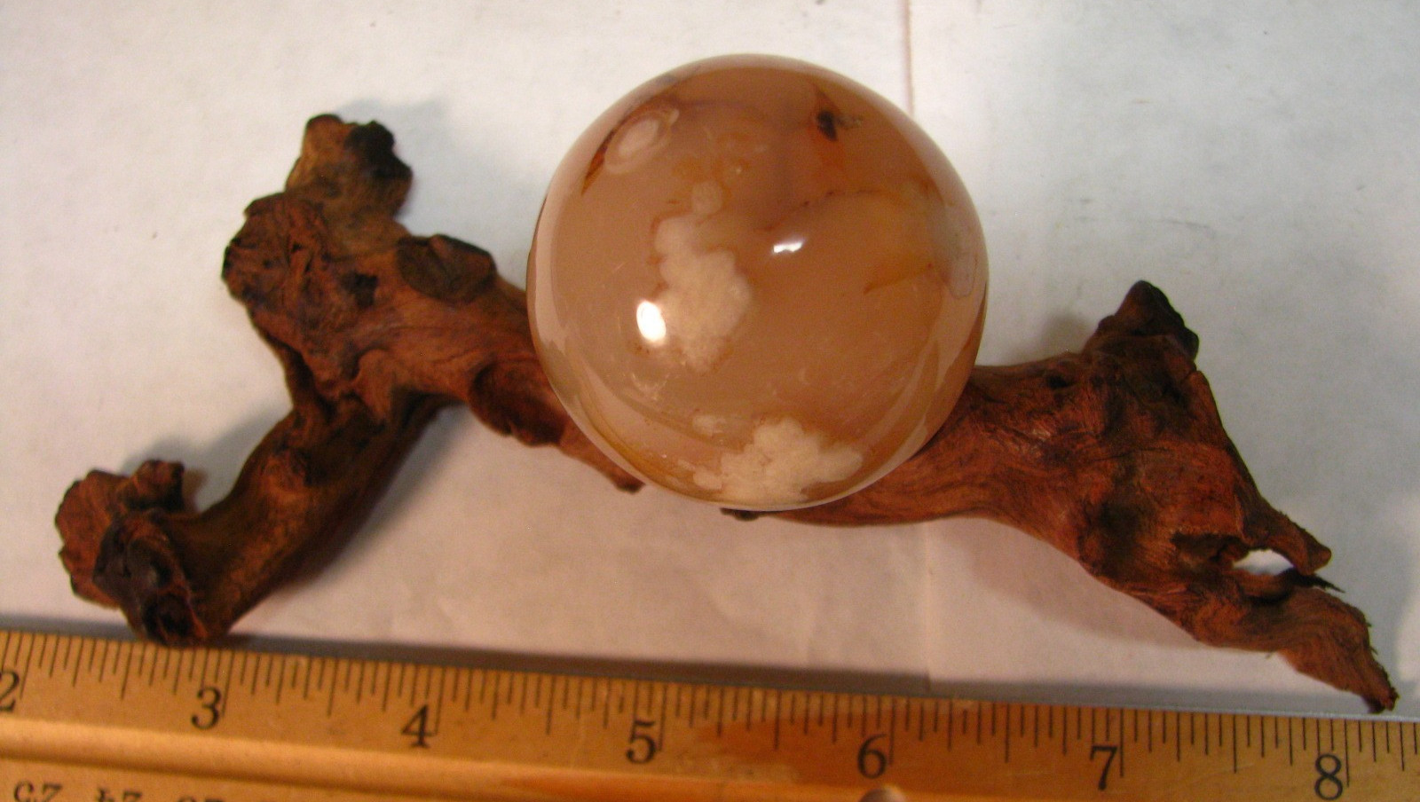92g 1.5inch SAKURA AGATE WOOD STAND MADAGASCAR FLUORESCENT CHERRY BLOSSOM #016