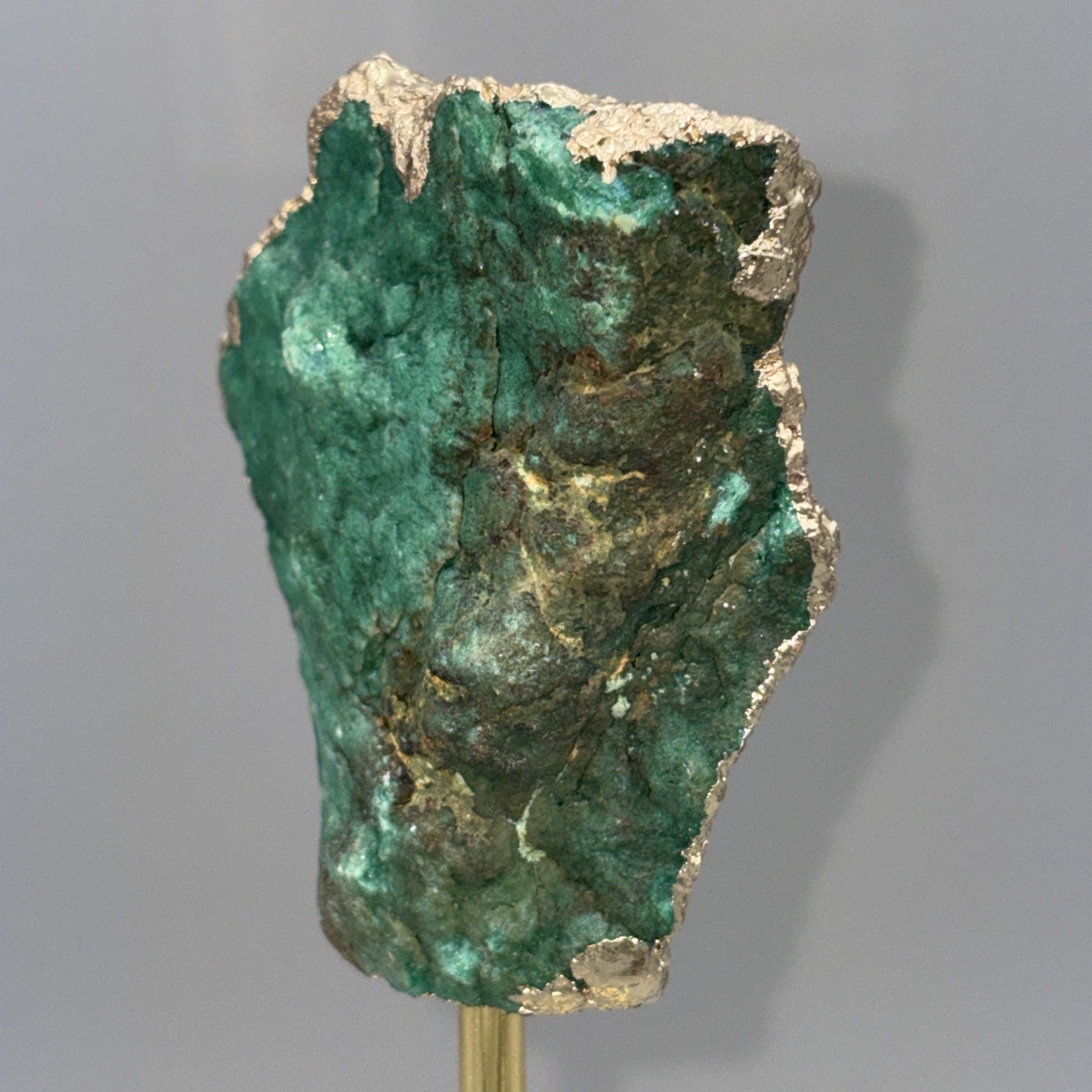 12.5″ Crystal Geode Sculpture Post Stand 12K Gold Plated Edge Acrylic Base Druzy