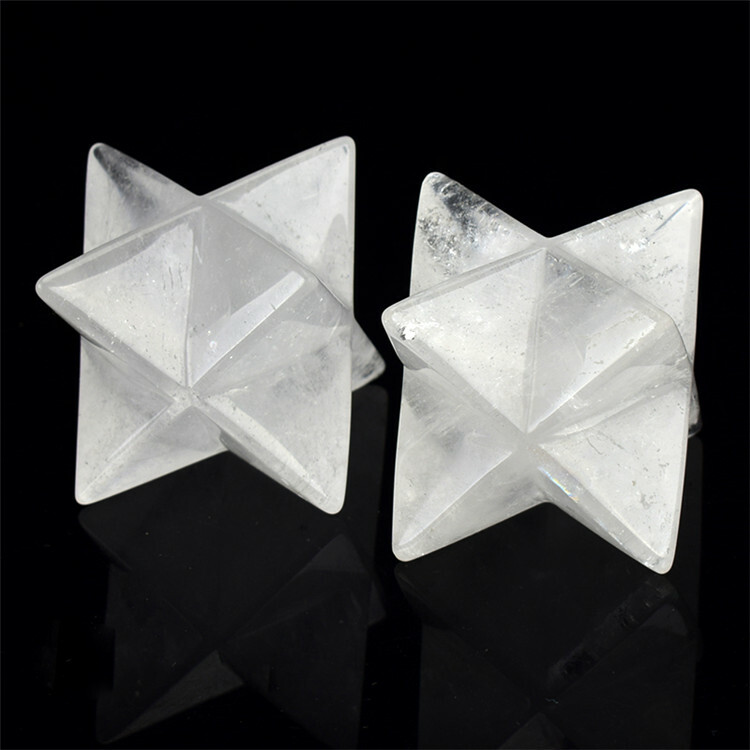 1PCS 40mm Natural Quartz White Crystal Merkaba Star Reiki Healing Realistic