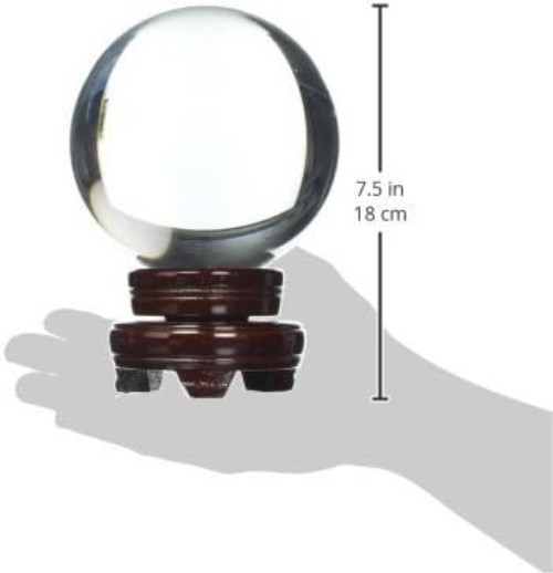 Clear Crystal Ball 5″ with Wood Stand