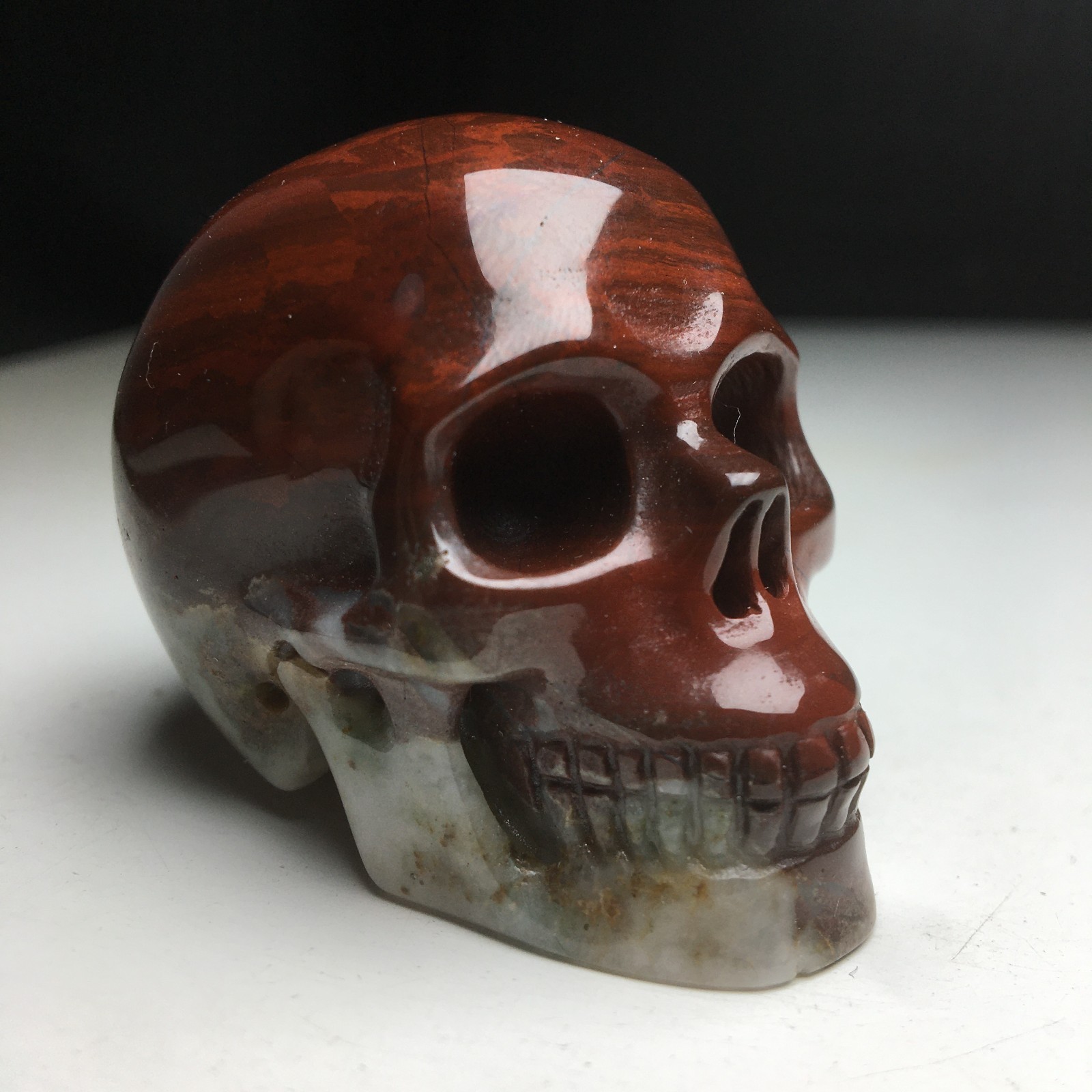 2.0”Natural Crystal Mineral Specimen.RED AGATE.Hand-carved SKULL.Statue.GIFT.CG