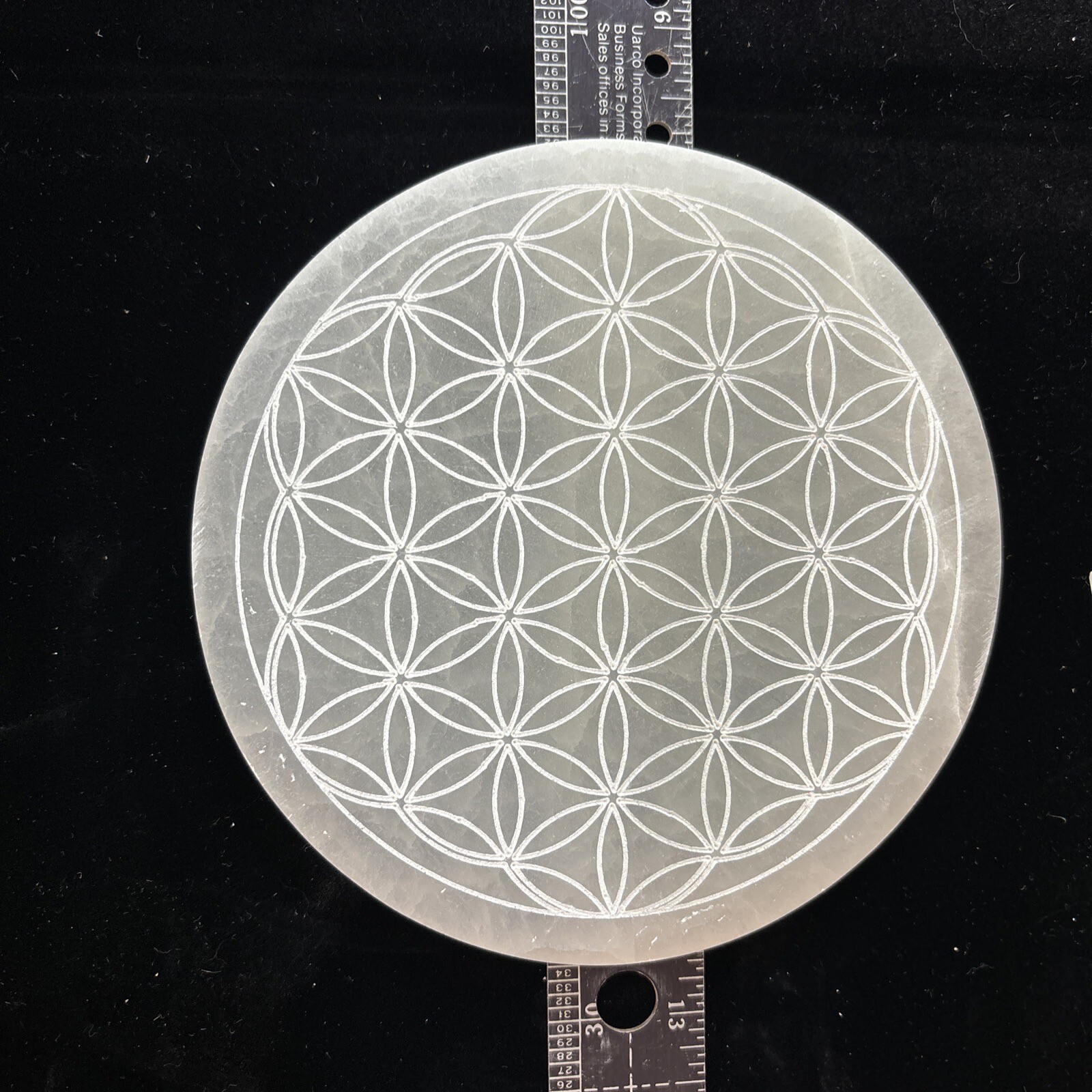 5 1/2” Selenite Charging Plate/Grid With Flower Of Life