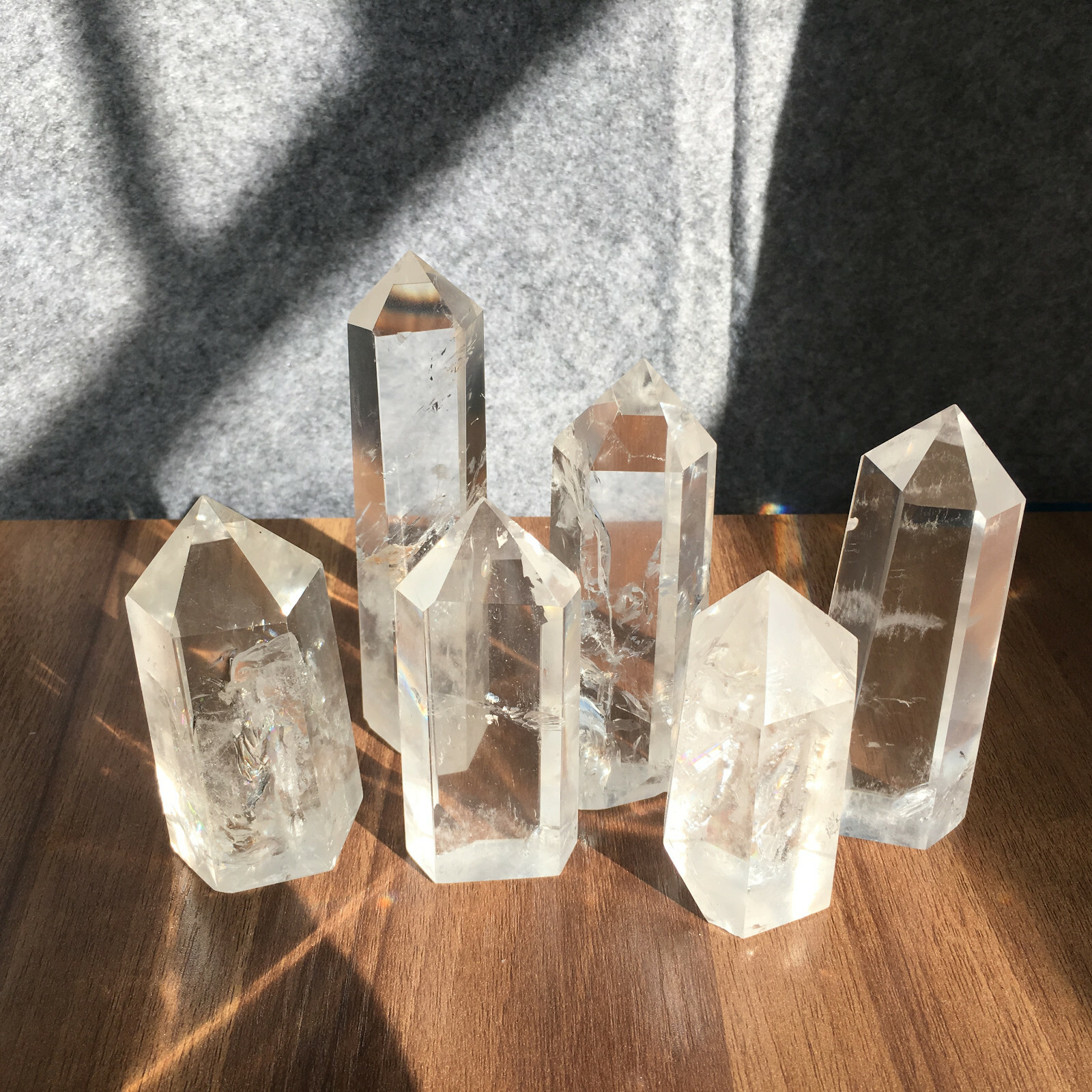 6PCS Natural clear quartz obelisk crystal WAND point healing random