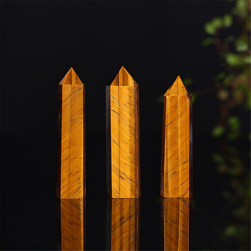 70-80mm Natural Tiger’s Eye Quartz Crystal Energy Wand Obelisk Pillar Tower US